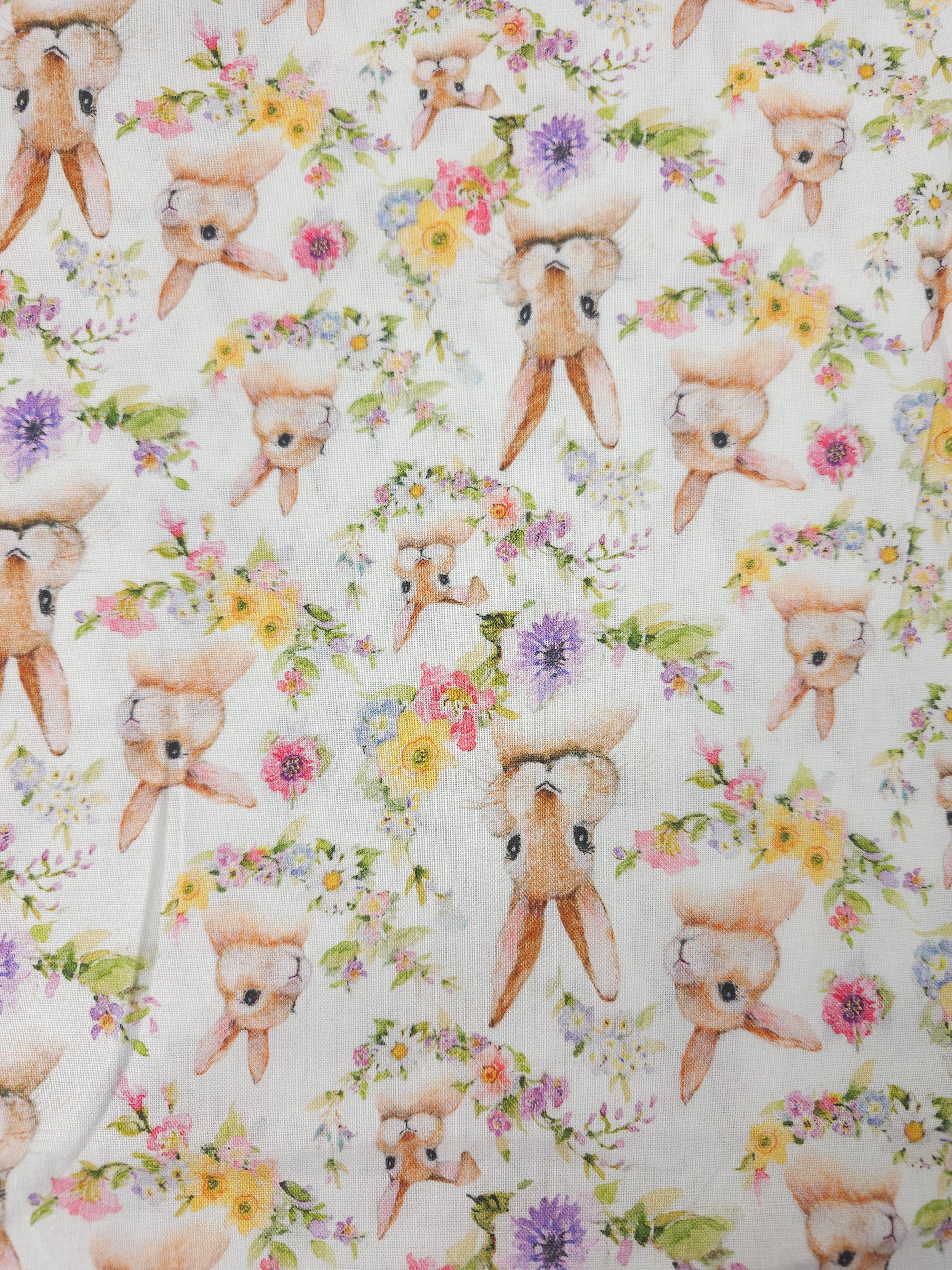 Spring Bunny Floral 100% Cotton