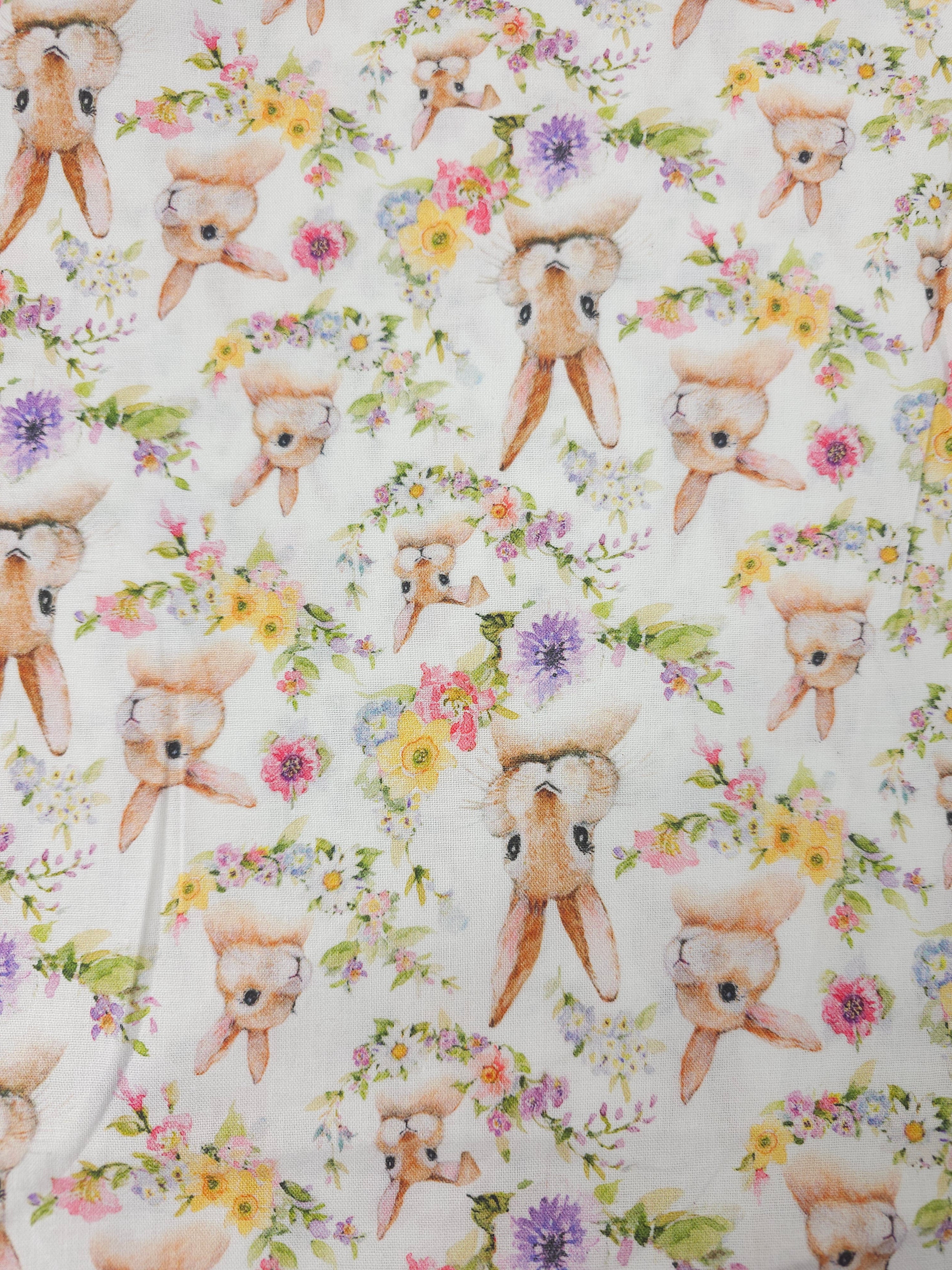 Spring Bunny Floral 100% Cotton