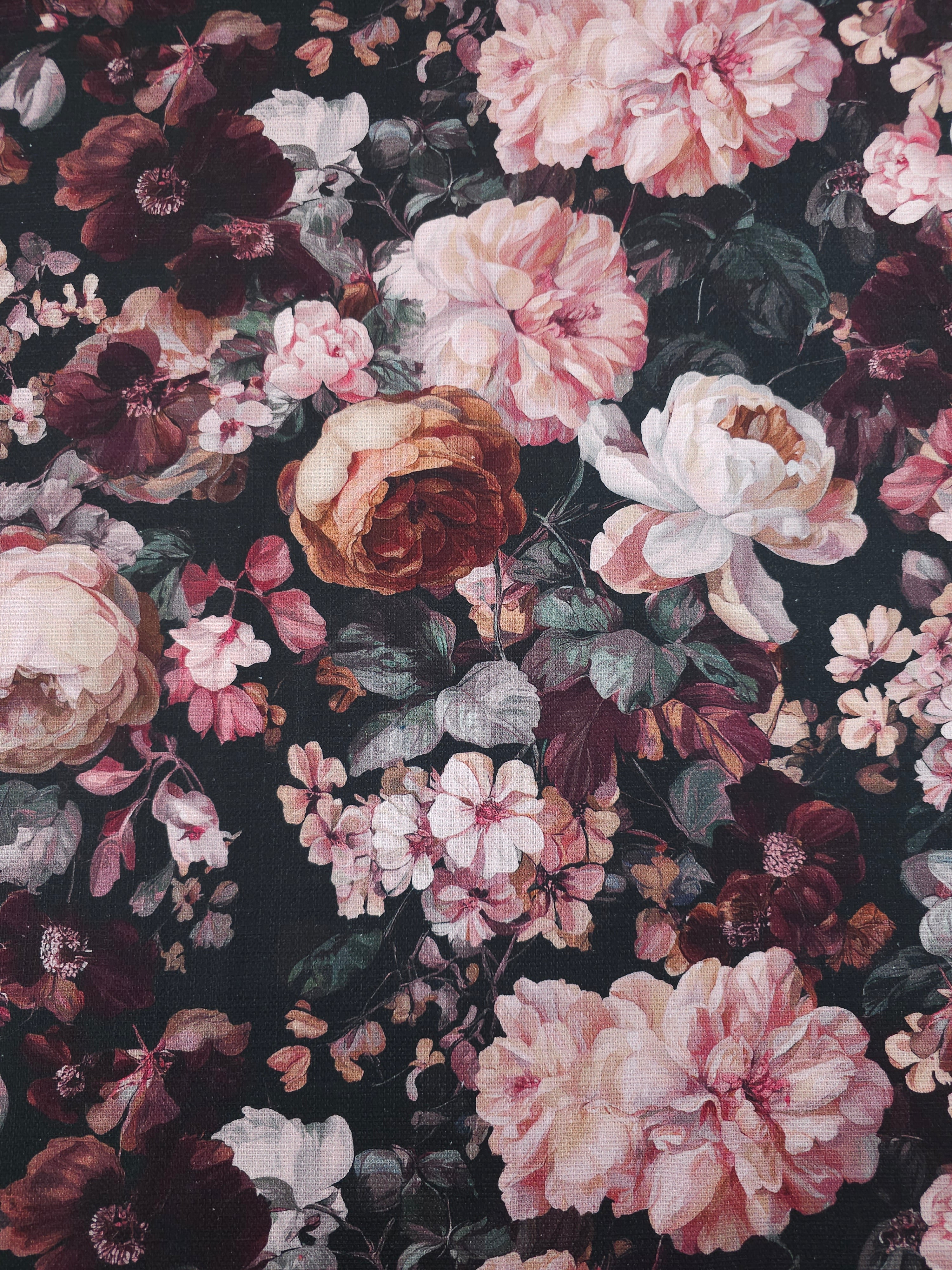 Deep Baroque Floral Bloom Lightweight Canvas Cotton