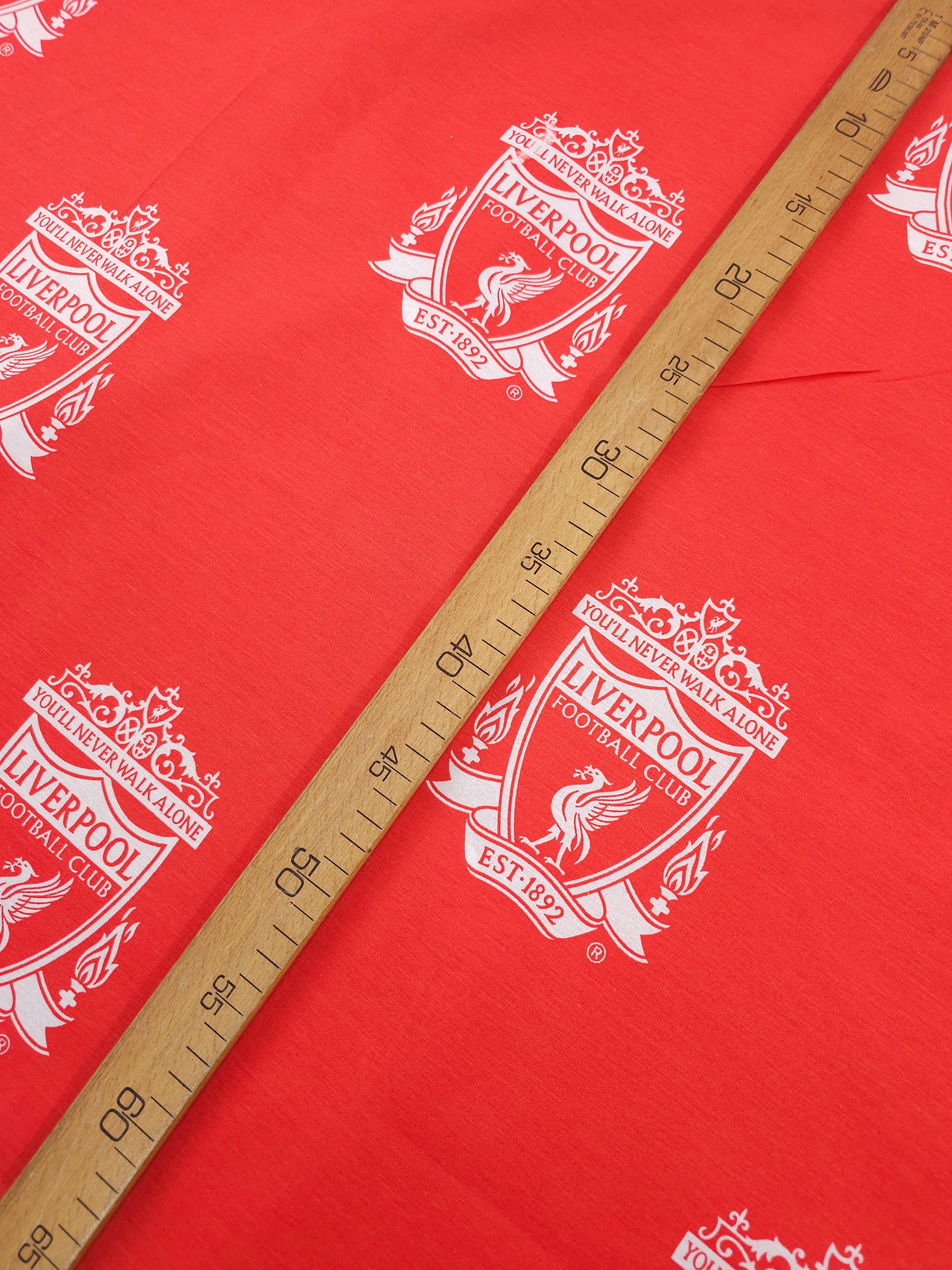 Red/White Liverpool FC Emblem 100% Cotton Football Fabric 106" *EXTRA WIDE*