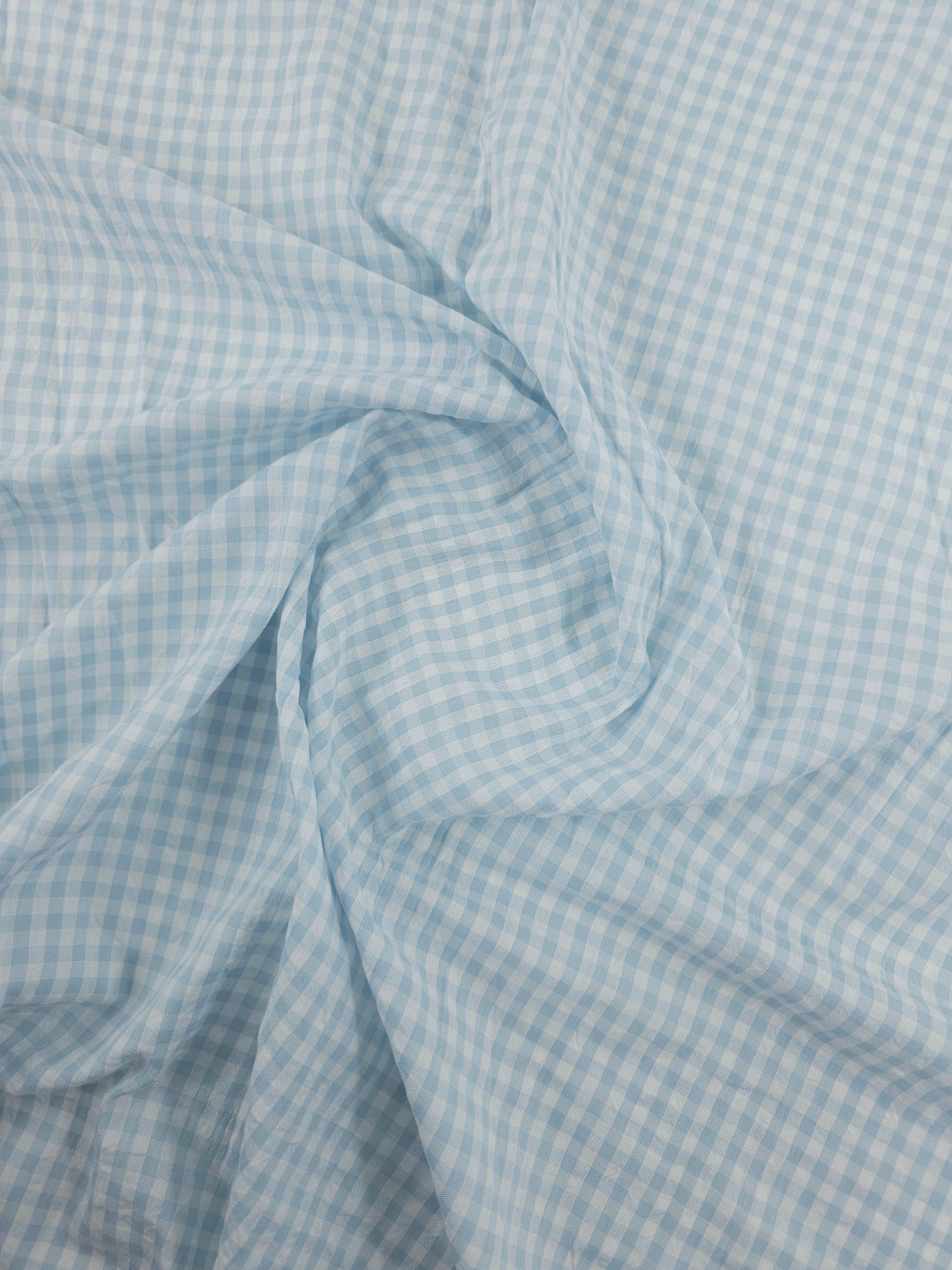 Baby Blue/White Gingham Cotton SeerSucker *PRE-ORDER*