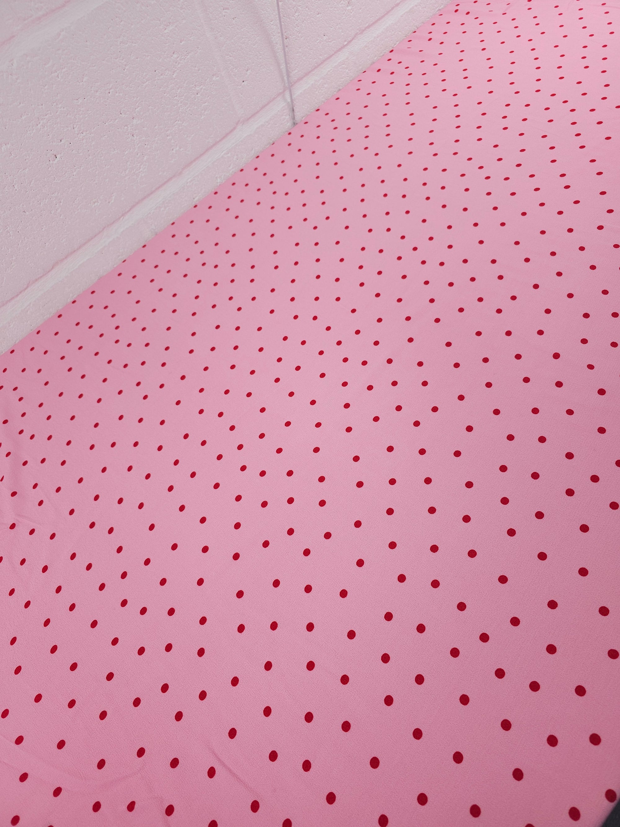 Pink/Red Mini Polka Dot Viscose Crepe