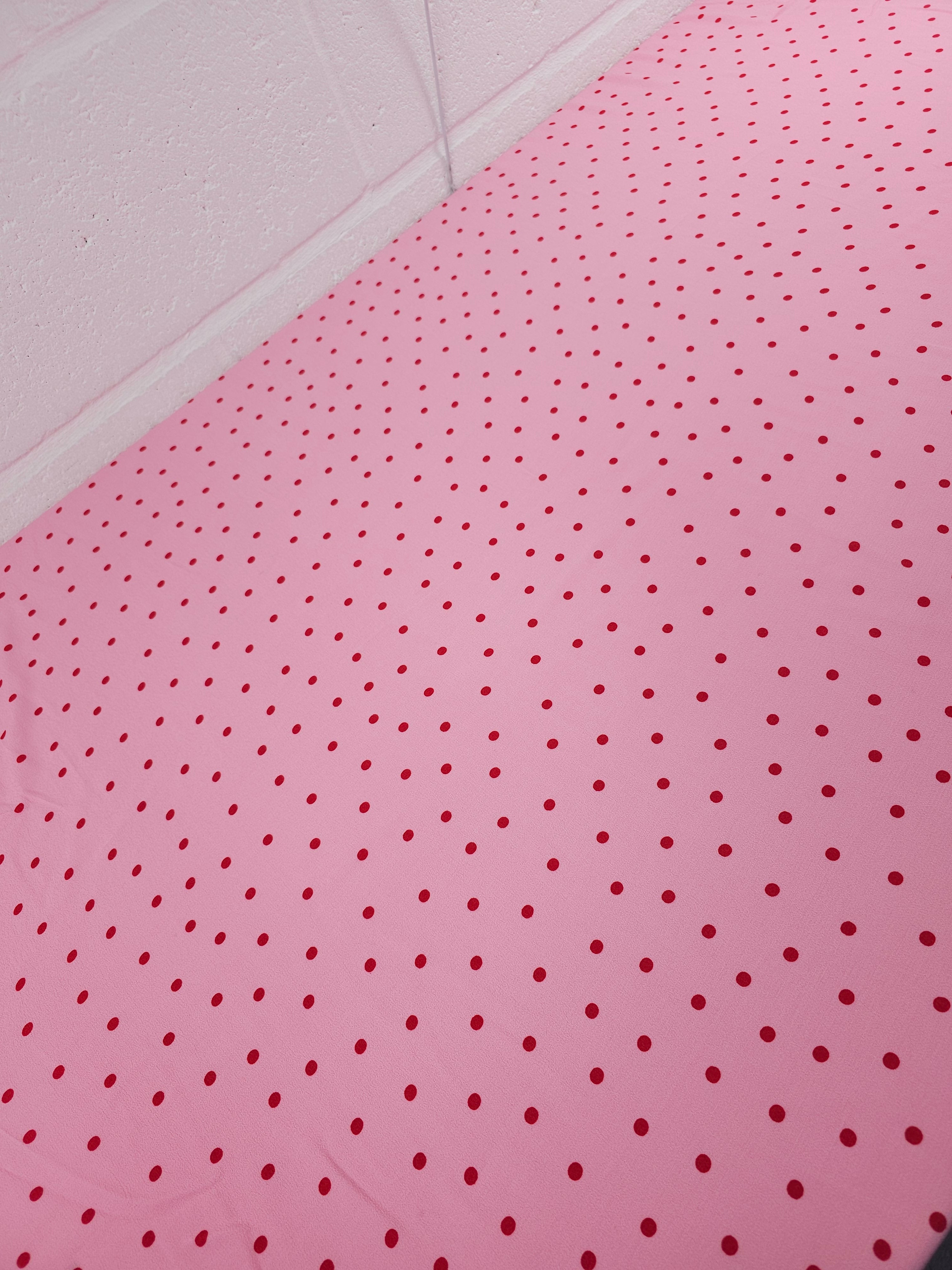 Pink/Red Mini Polka Dot Viscose Crepe