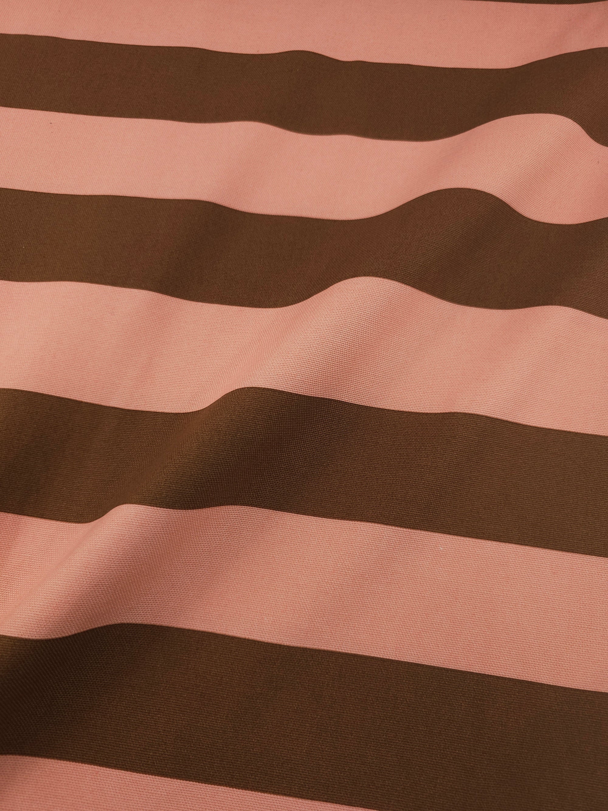 Salmon Pink/Brown Block Stripe Lightweight Canvas Cotton