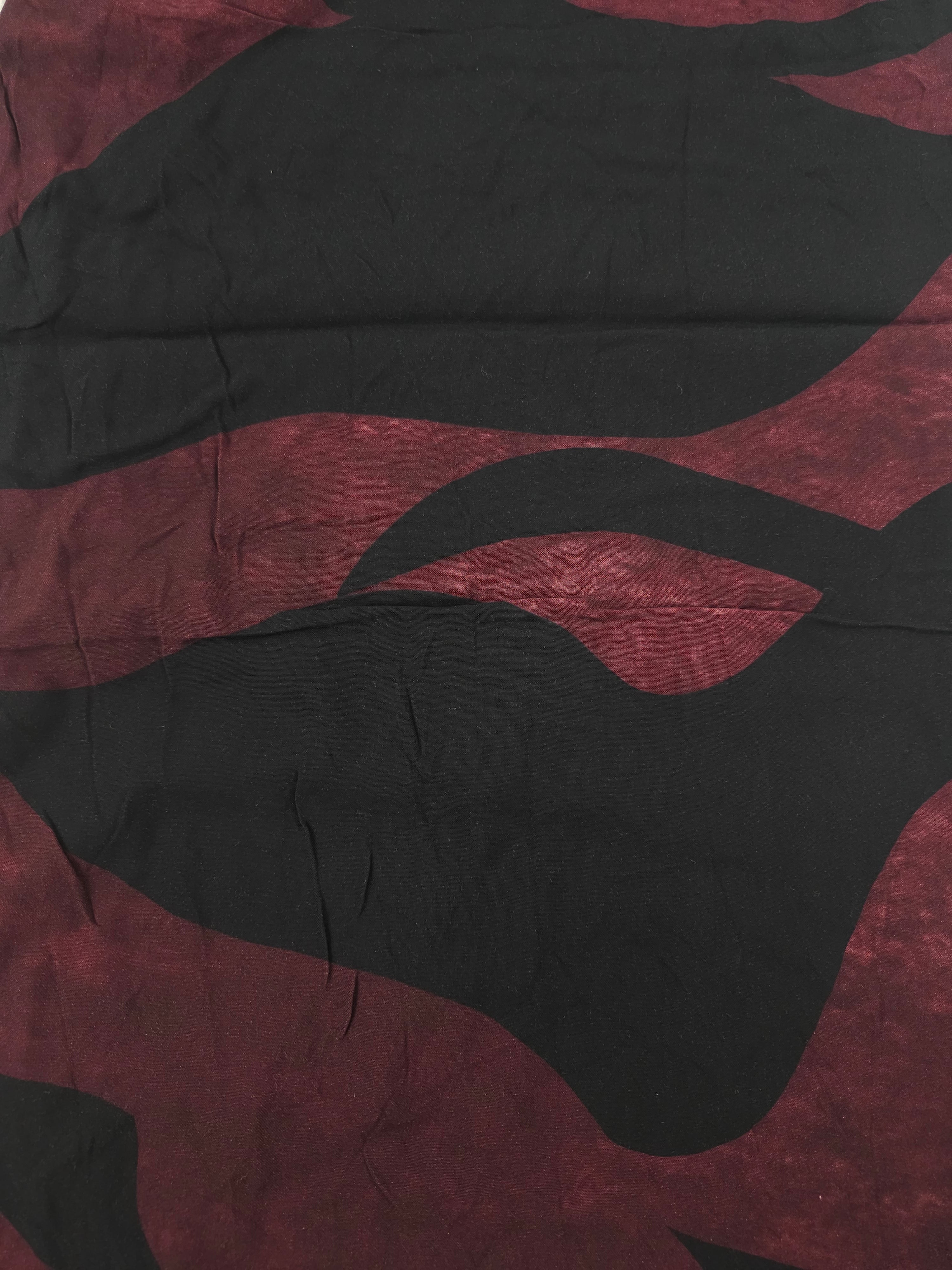 Maroon black shapes Viscose sateen- 1.3m piece