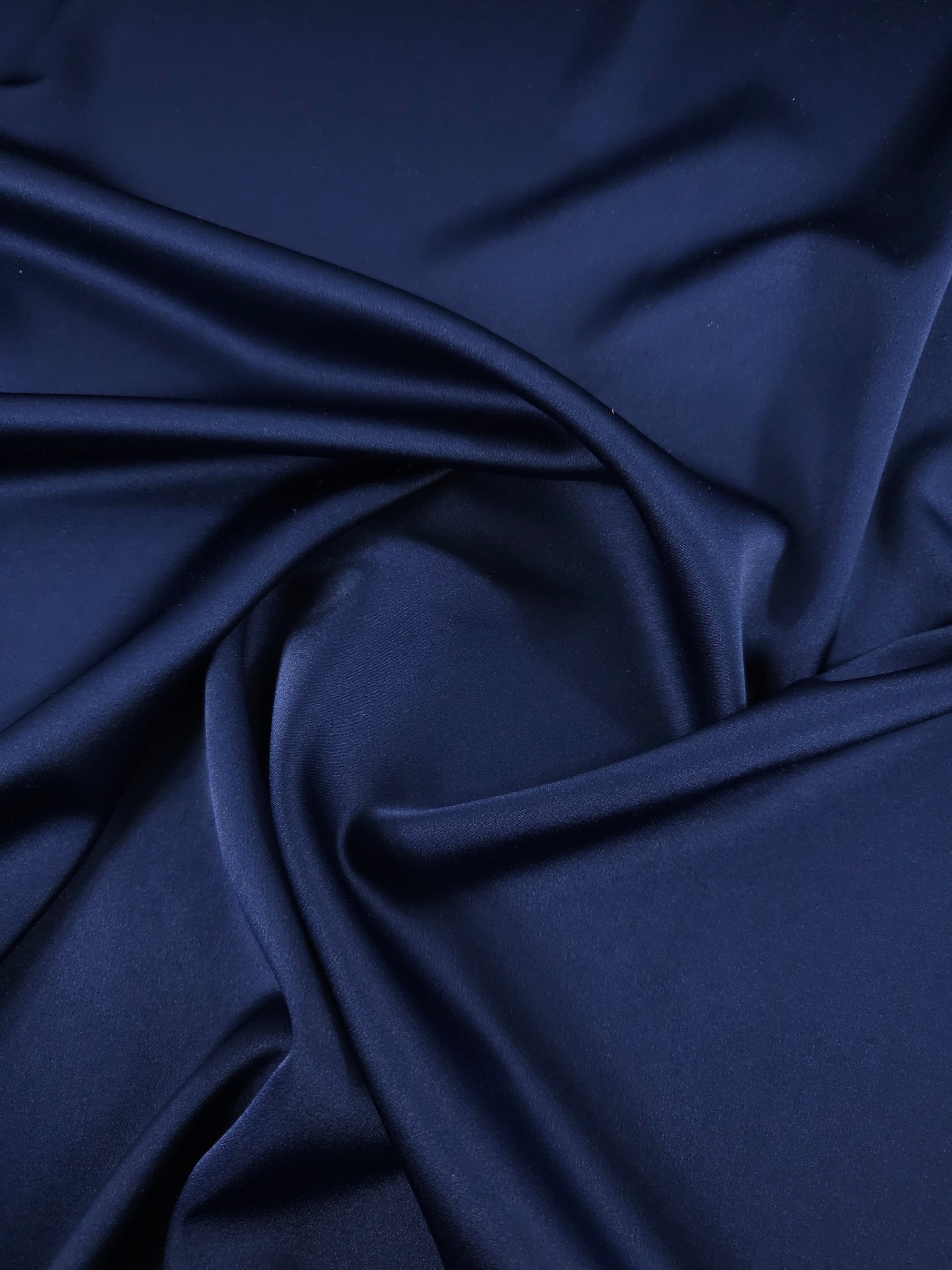 Midnight Blue Crepe Backed Satin Stretch