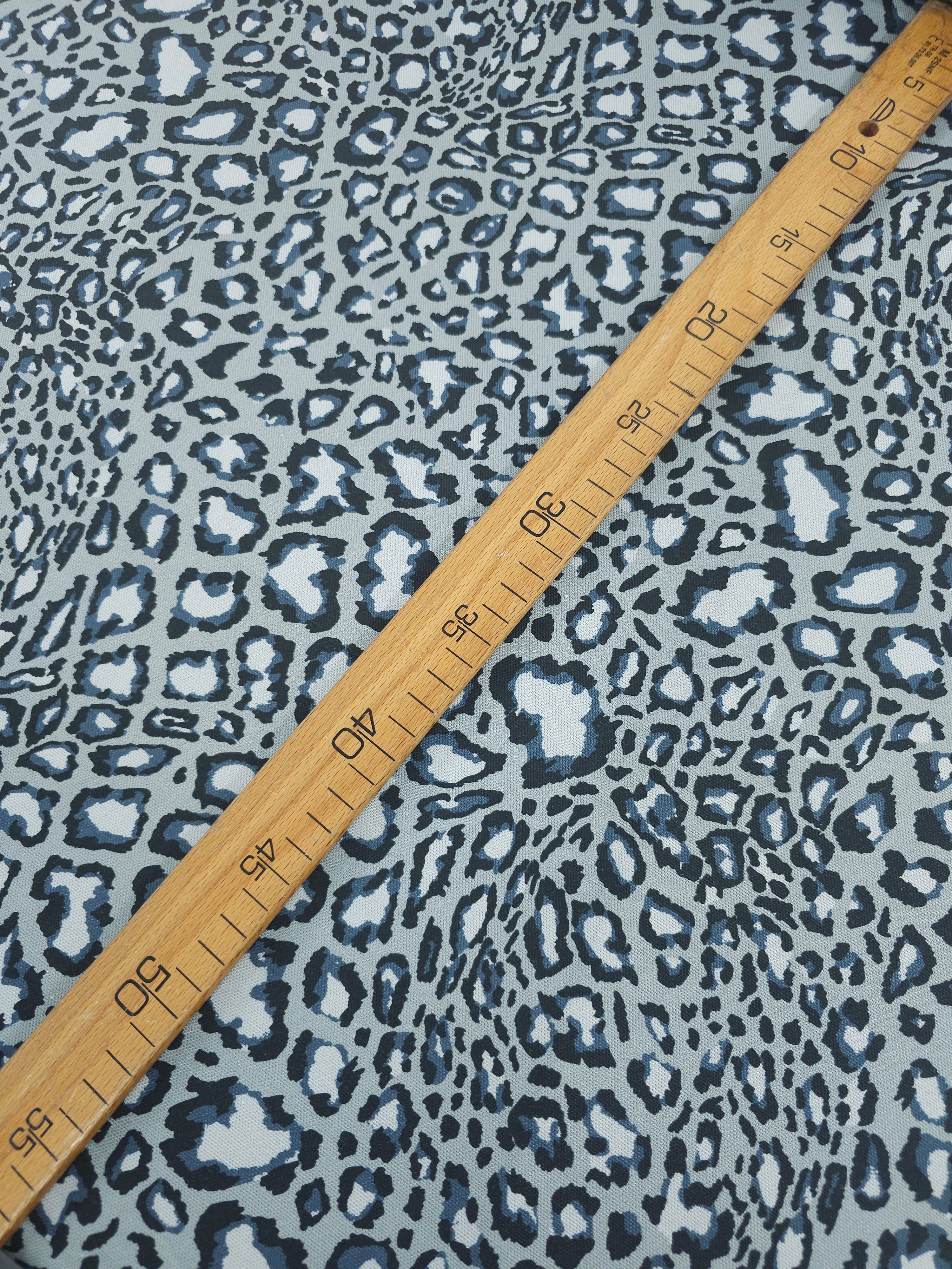 Bluey Grey Irregular Leopard Canvas Cotton