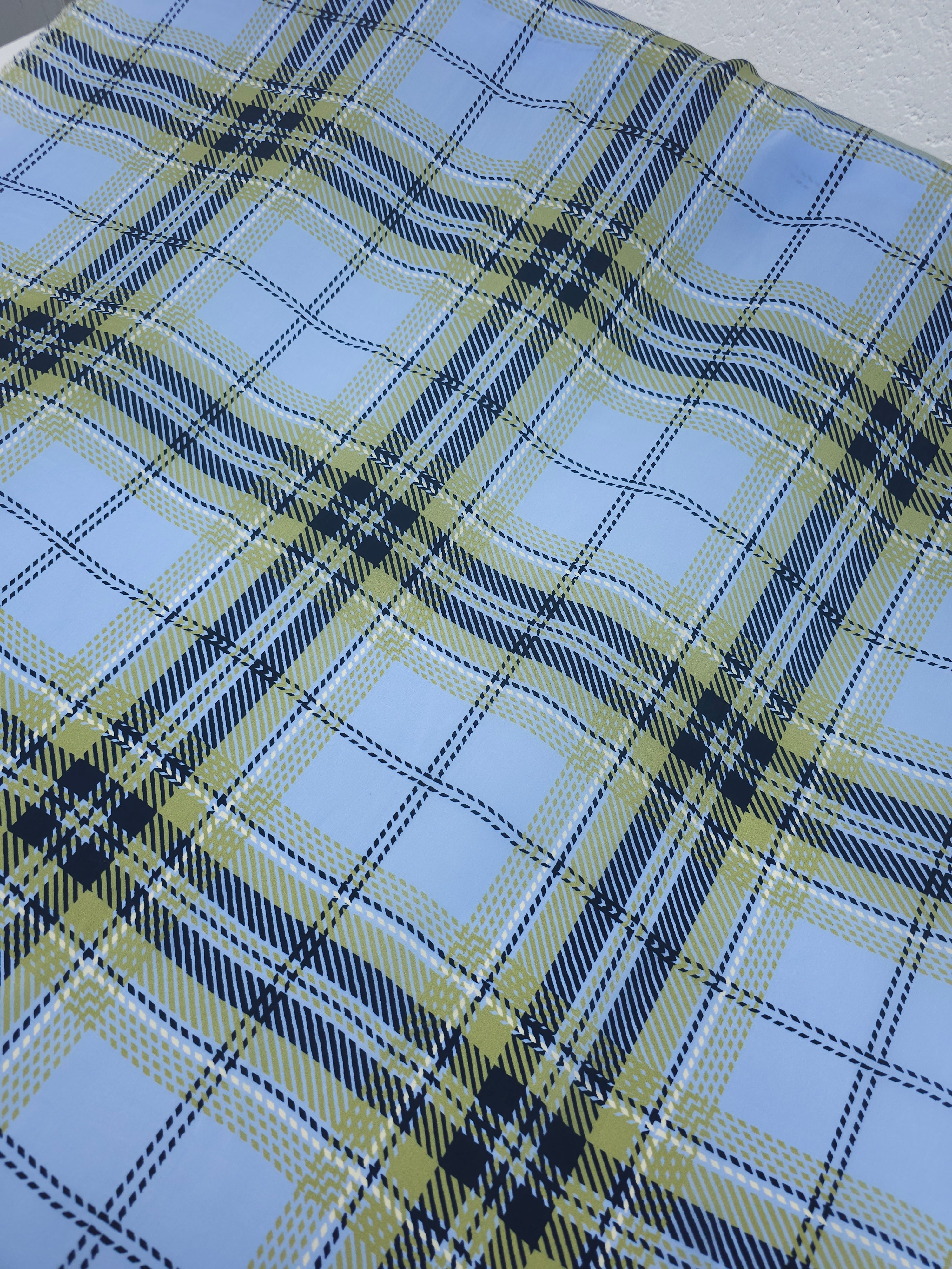 Baby Blue Tartan Cupro