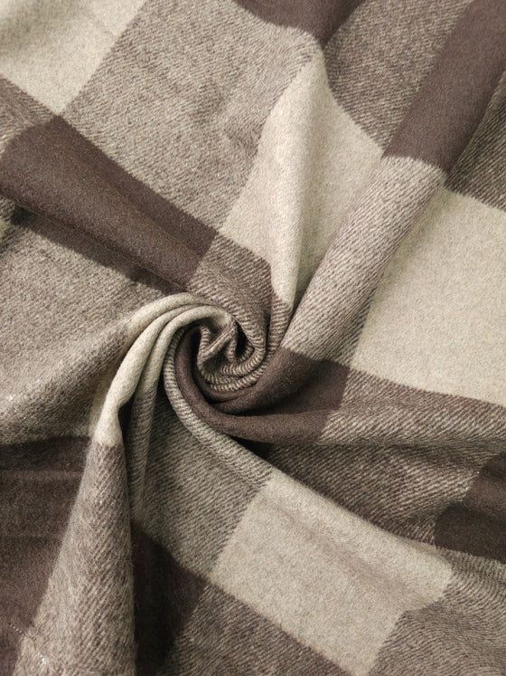 Brown Check Medium-Weight Soft Wool Mix
