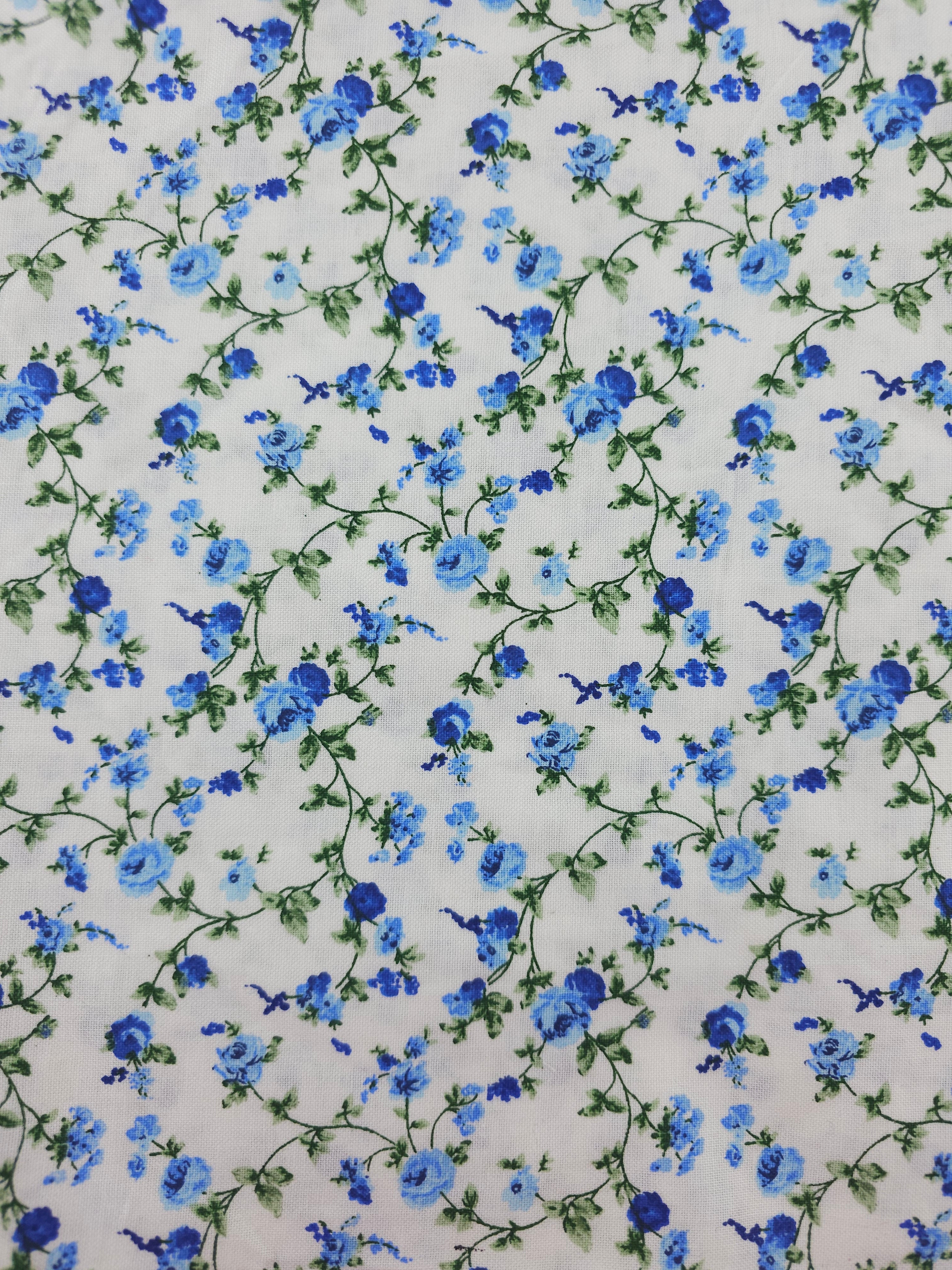 Blue/White Mini Rose Twine 100% Cotton - 1m Piece