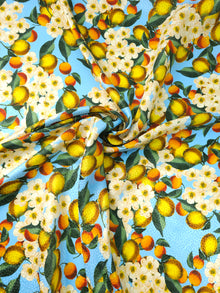  Light Blue Lemon Floral Satin Jacquard Mix