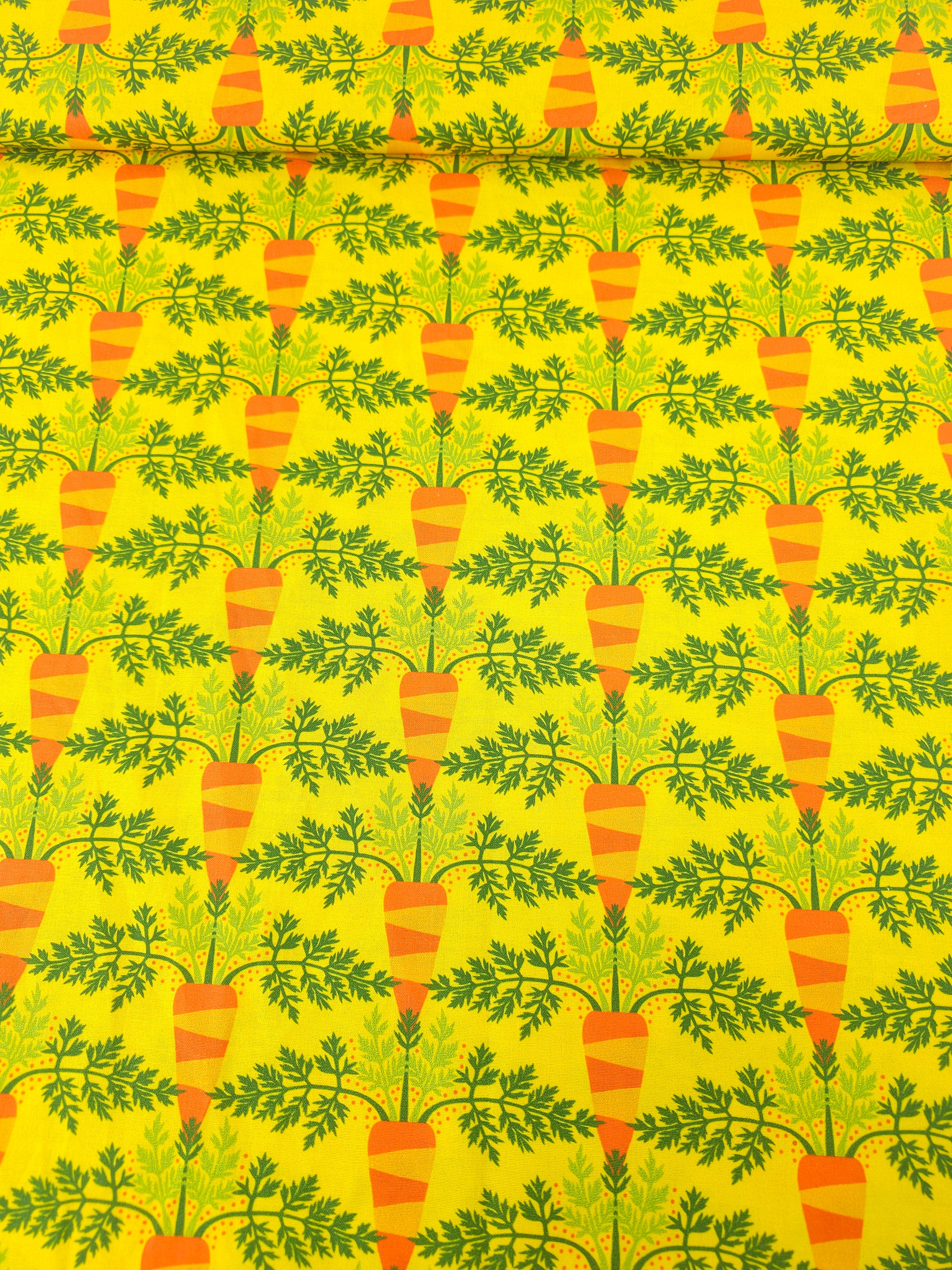 Yellow/Orange Novelty Carrots 100% Cotton - Free Spirit