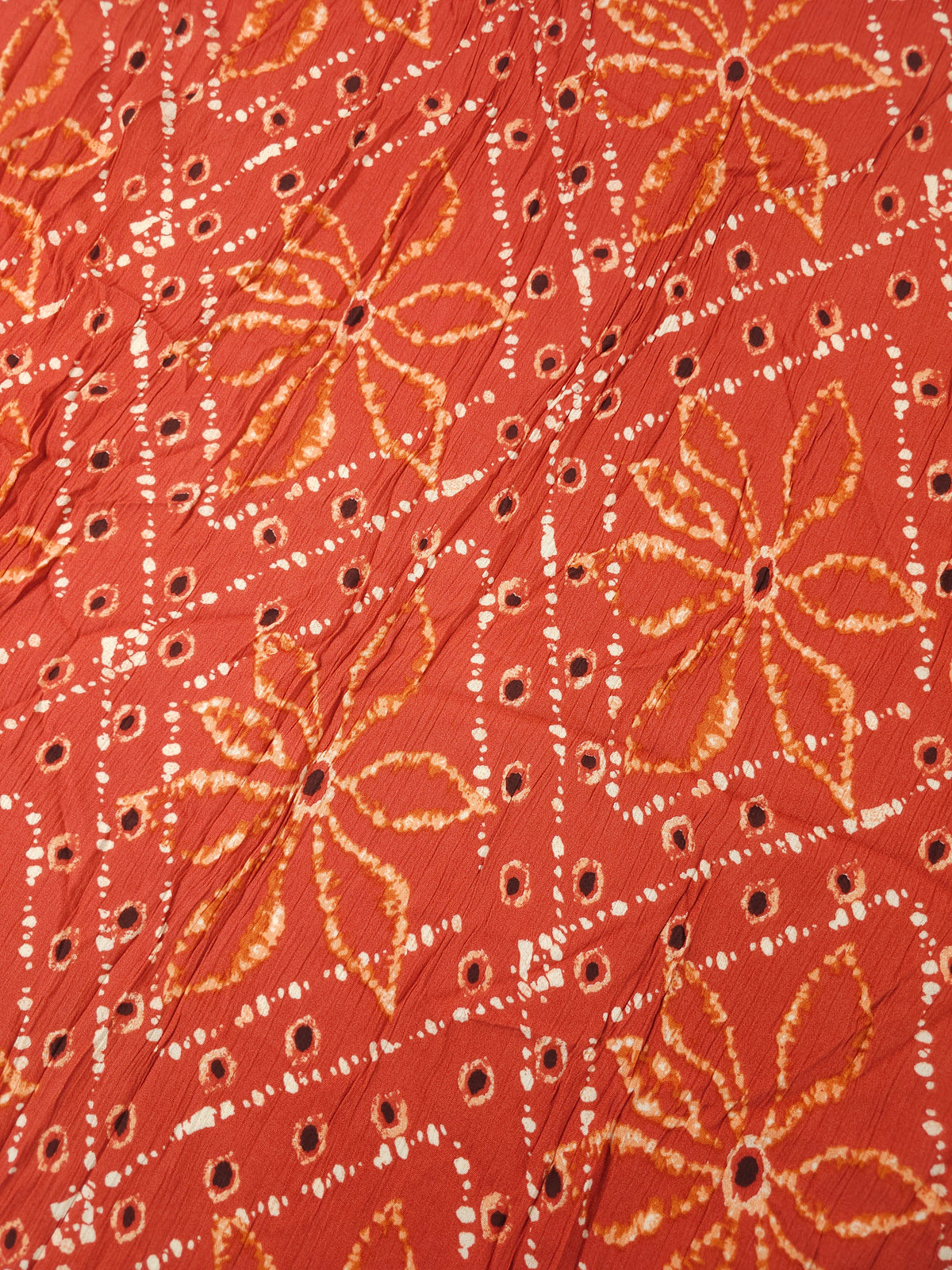 Rust Diamond Flower Crinkle Viscose