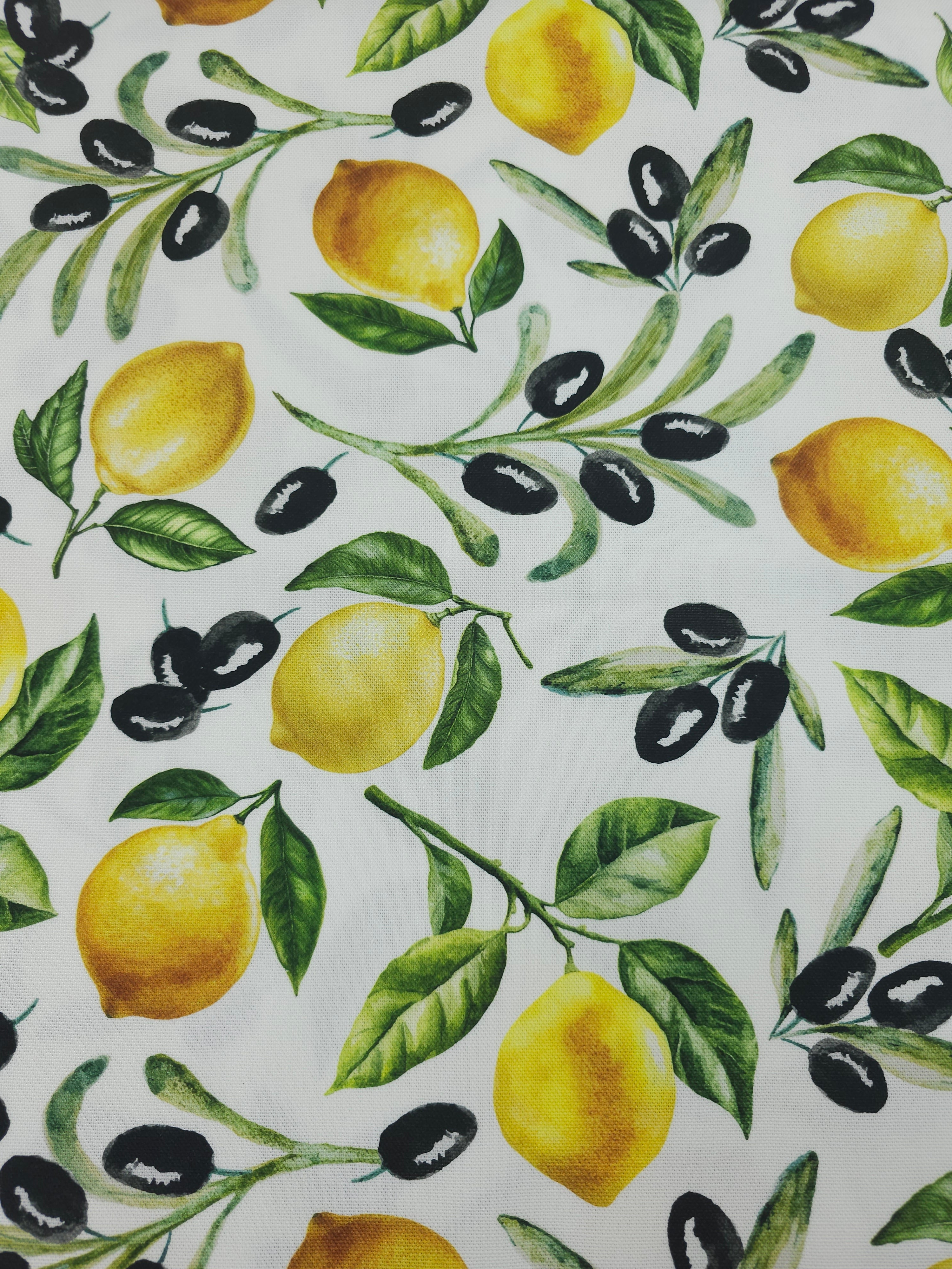 Lemon Olive Branch Canvas Cotton