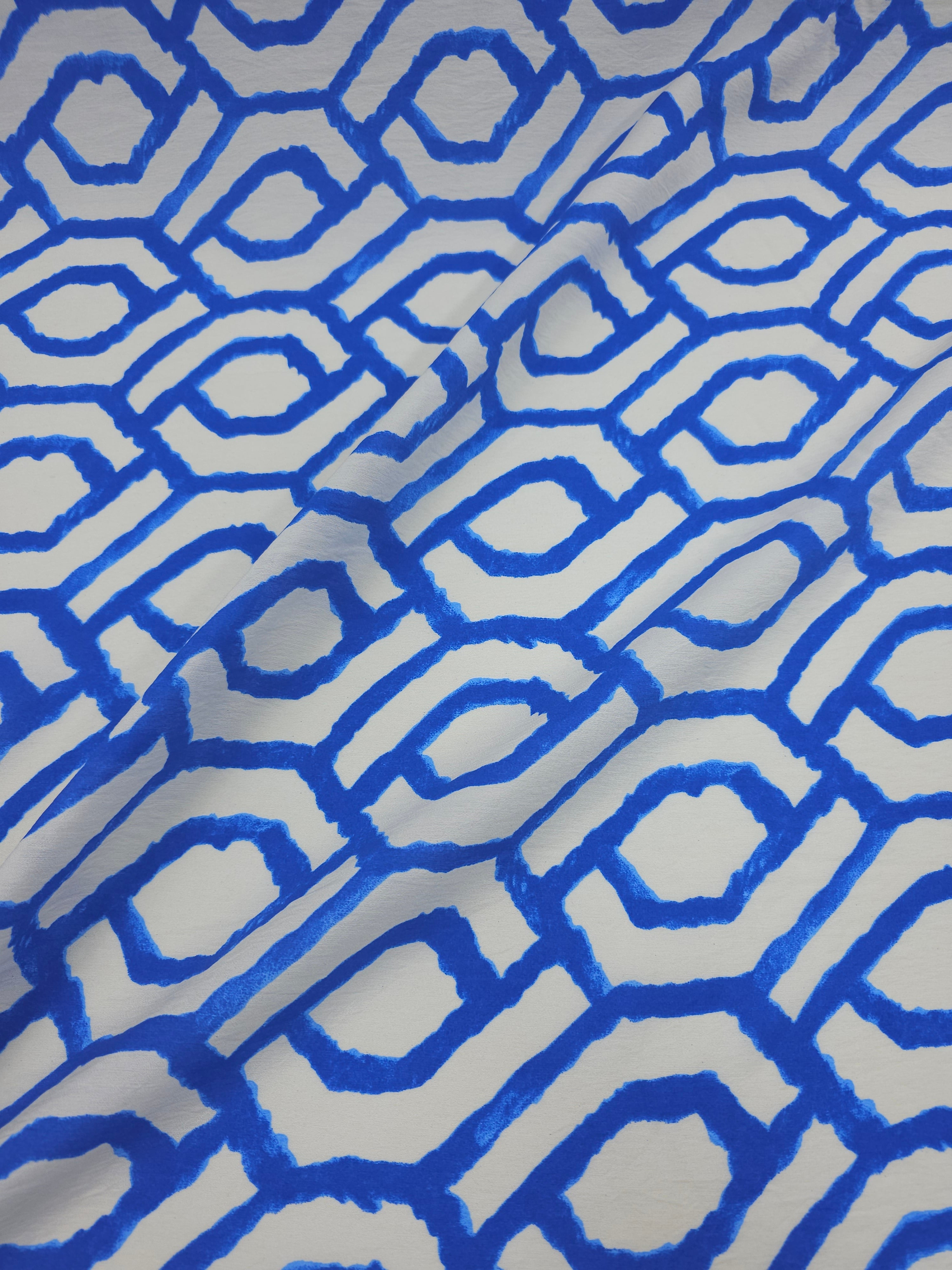 Blue/Ivory Geometric Links Viscose Modal
