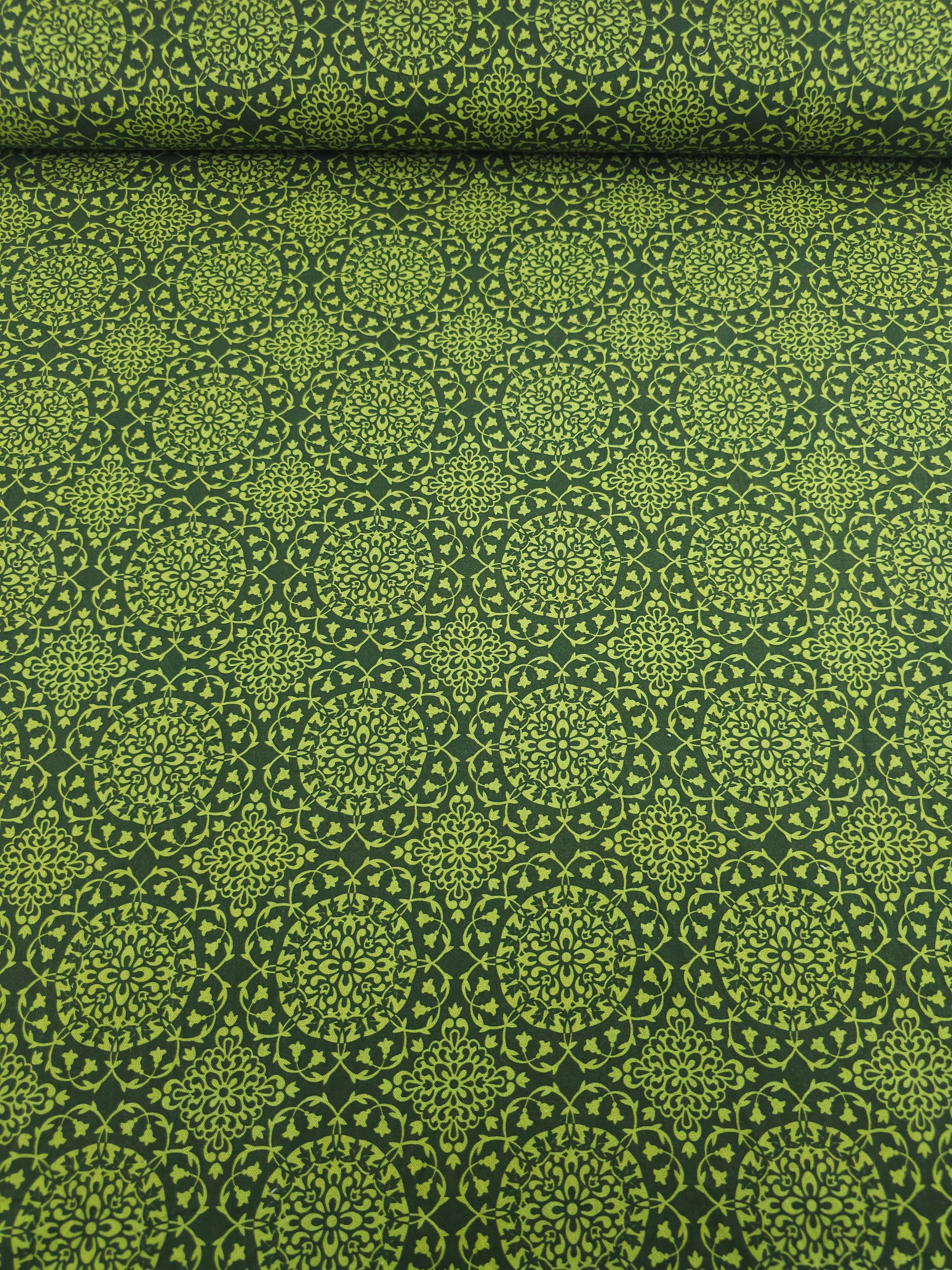 Olive/Dark Green Crochet Look Circle Spiral 100% Cotton