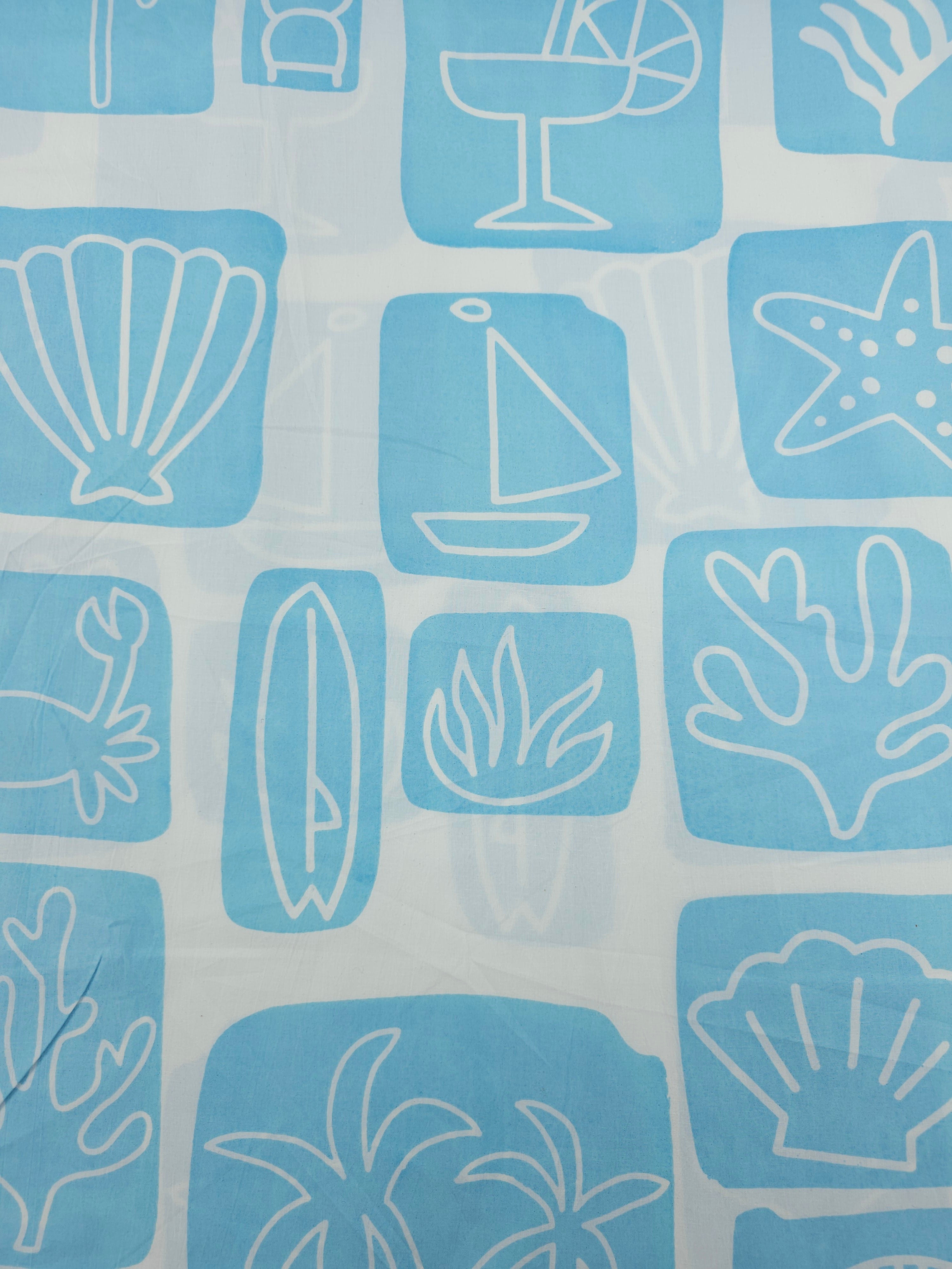 Light Blue Beach Tiles Lightweight Cotton