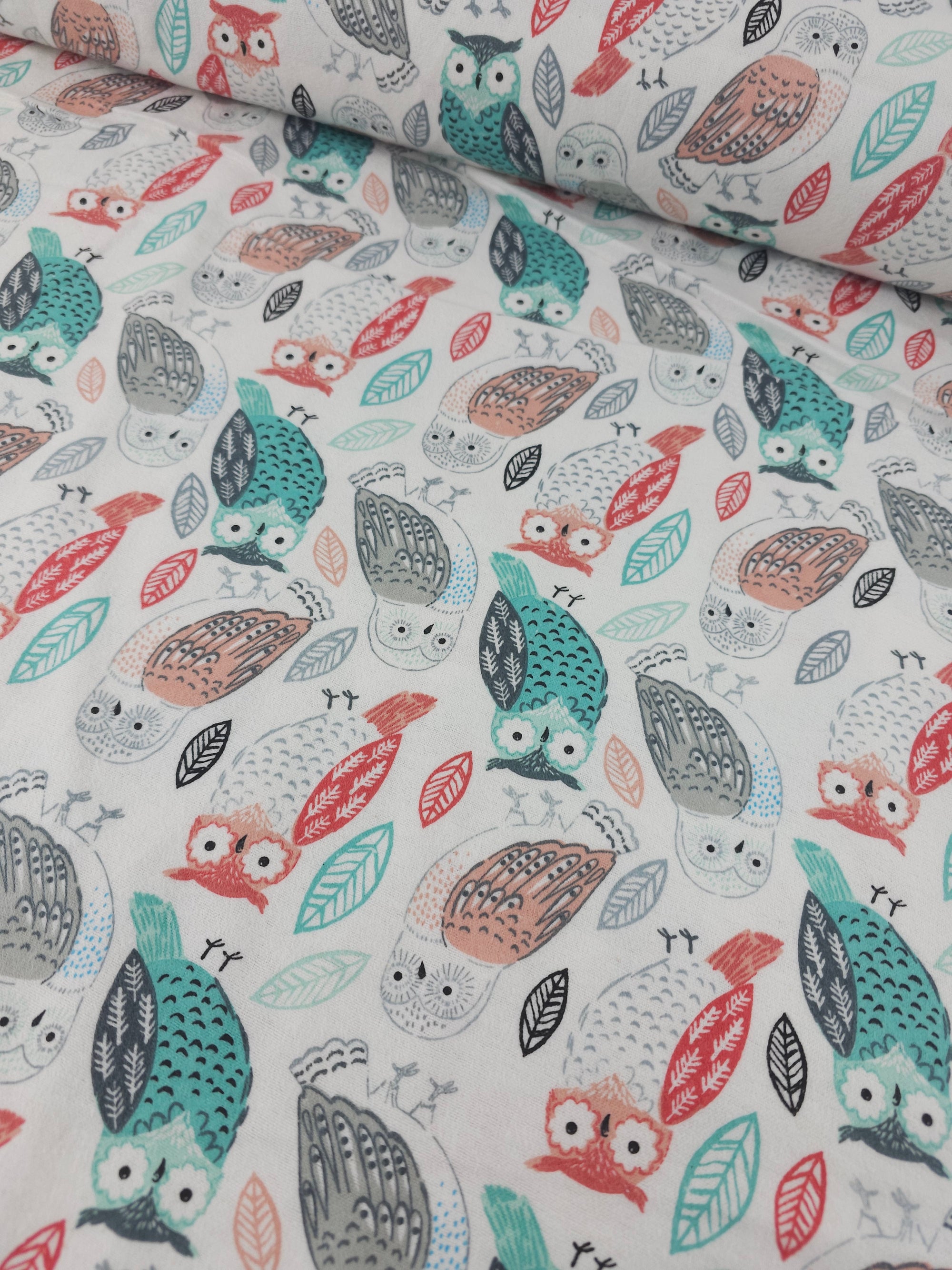 Spring Owls Lightweight Flannel Cotton
