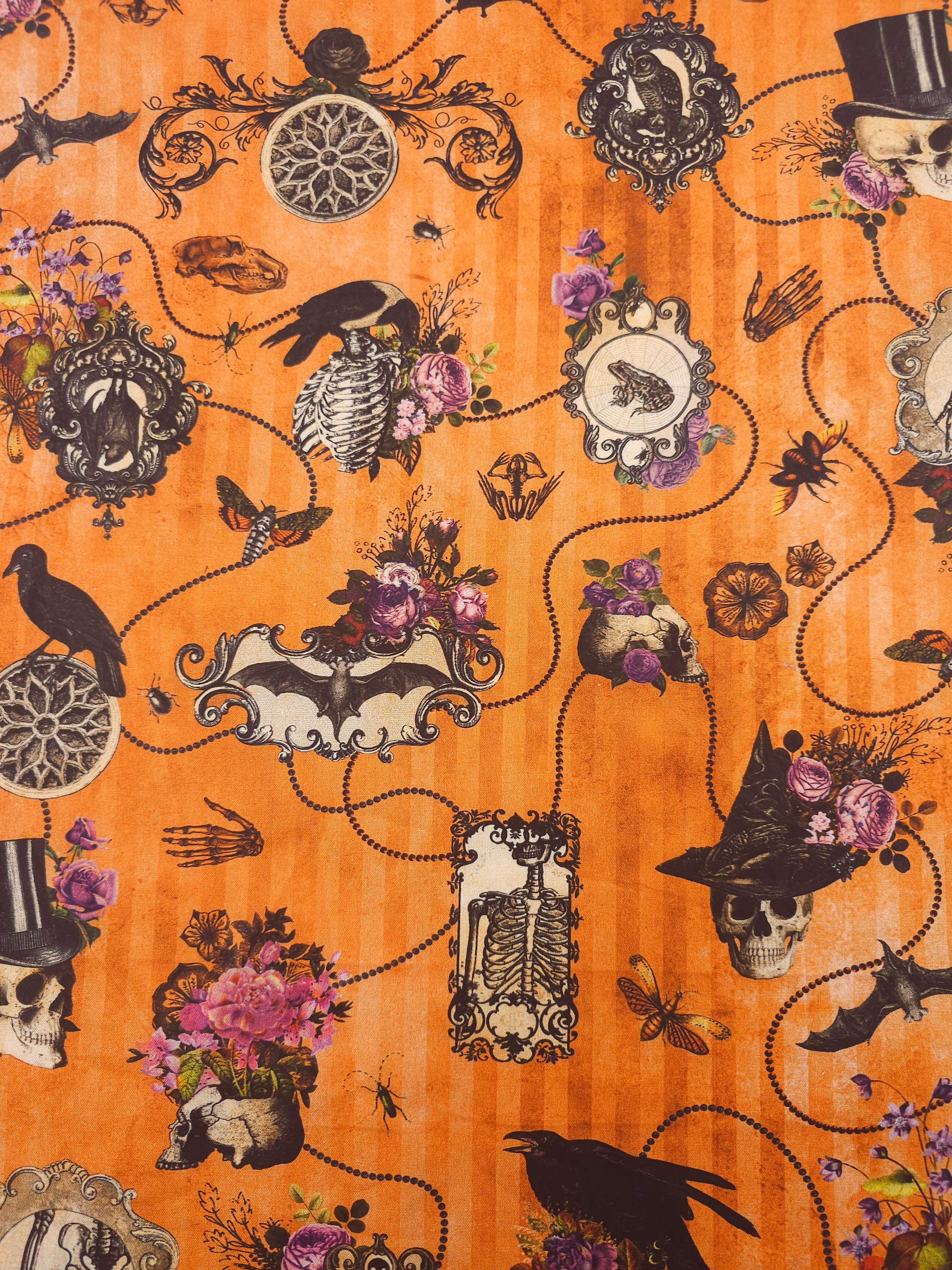 Orange Dreadful Delights Steampunk 100% Cotton - Robert Kaufman