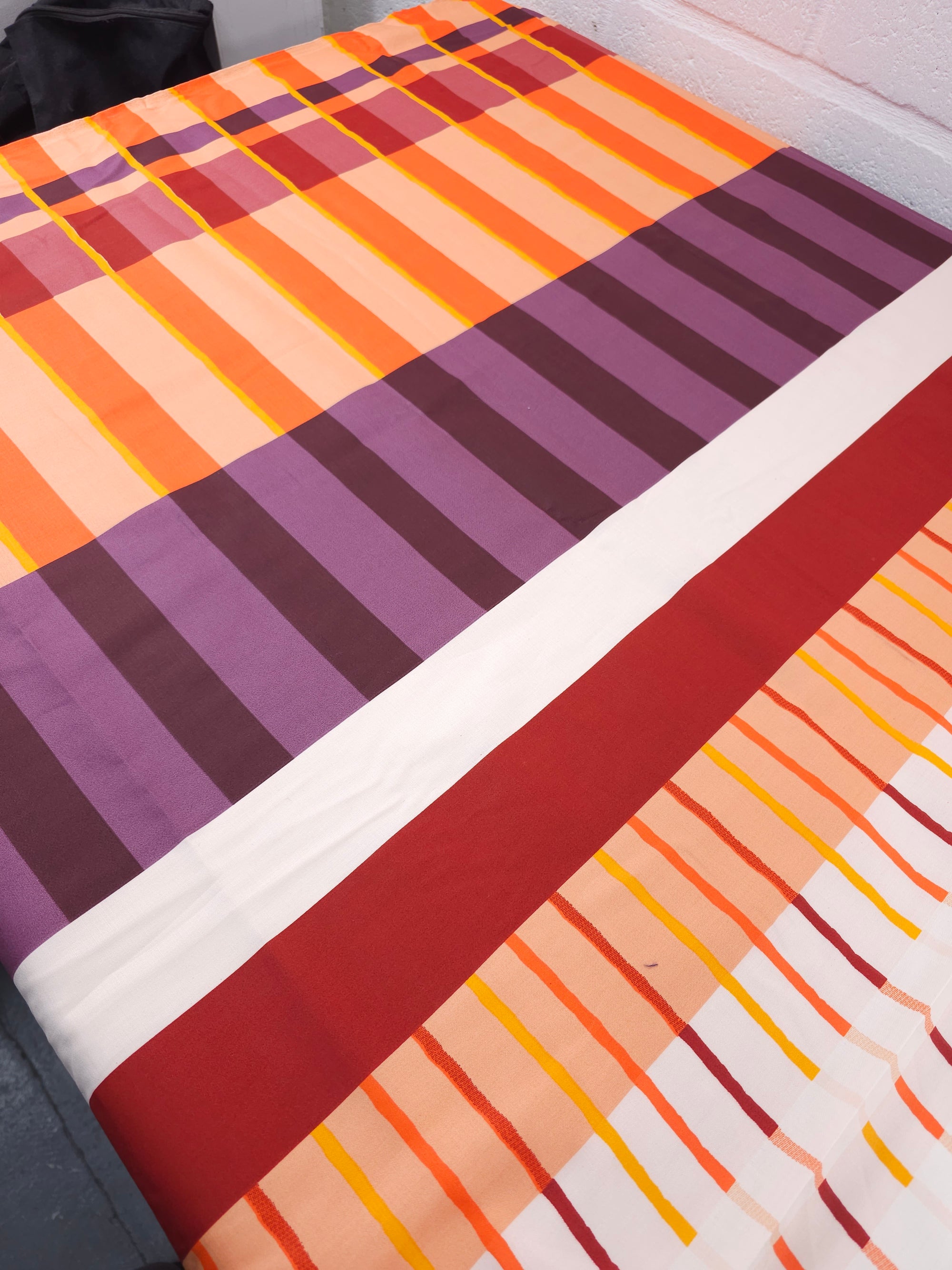 Orange/Plum Irregular Stripe Shifter 100% Cotton 62"
