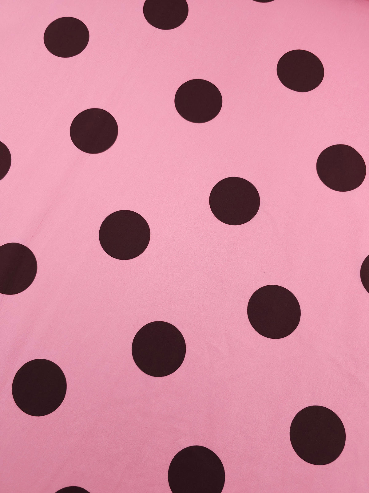 Pink/Dark Brown Big Polka Spot Fine Cotton Poplin