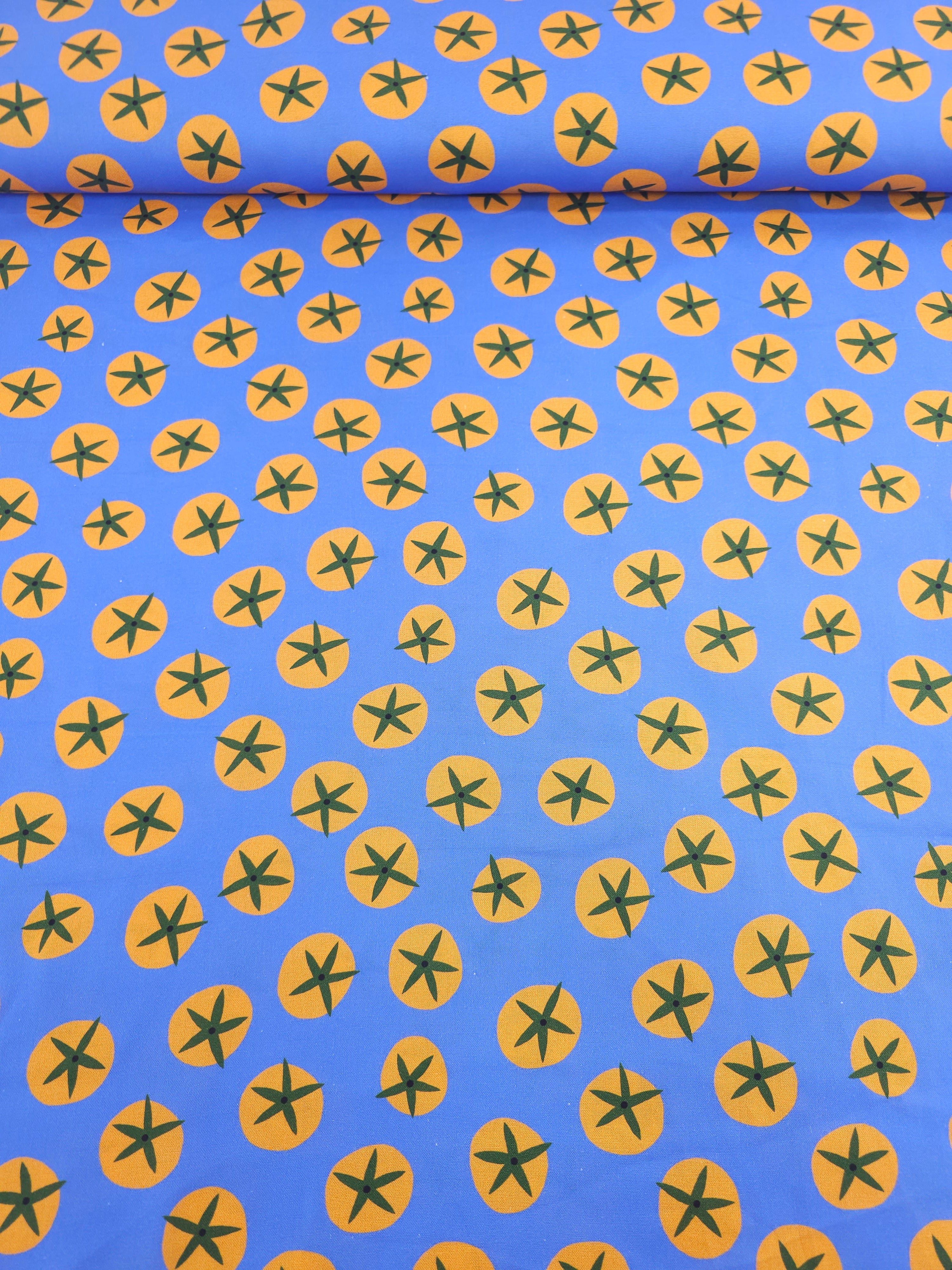 Blue/Orange Novelty Tomatoes 100% Cotton - Free Spirit