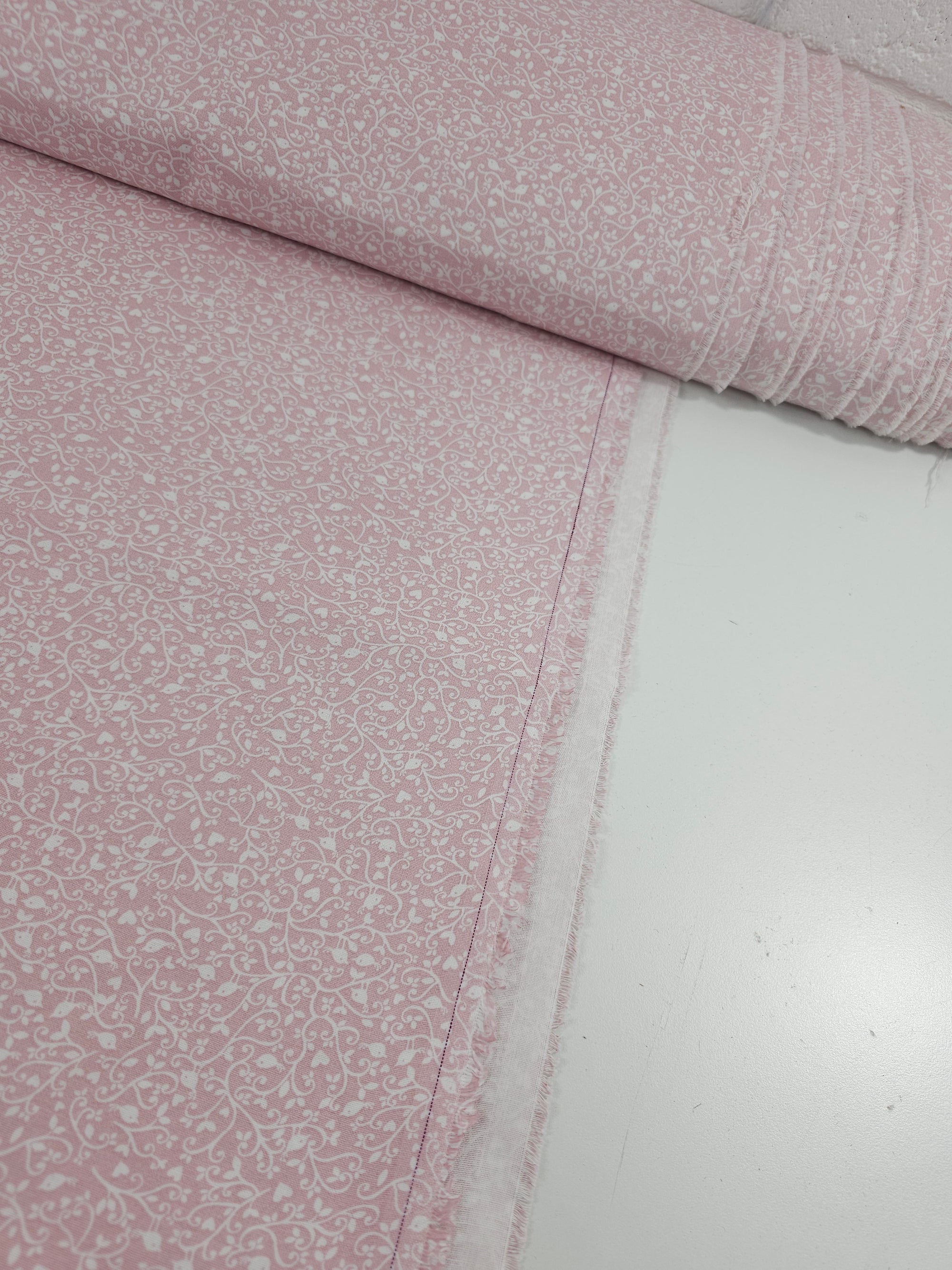 Pale Pink Birdie Floral Twine 100% Cotton