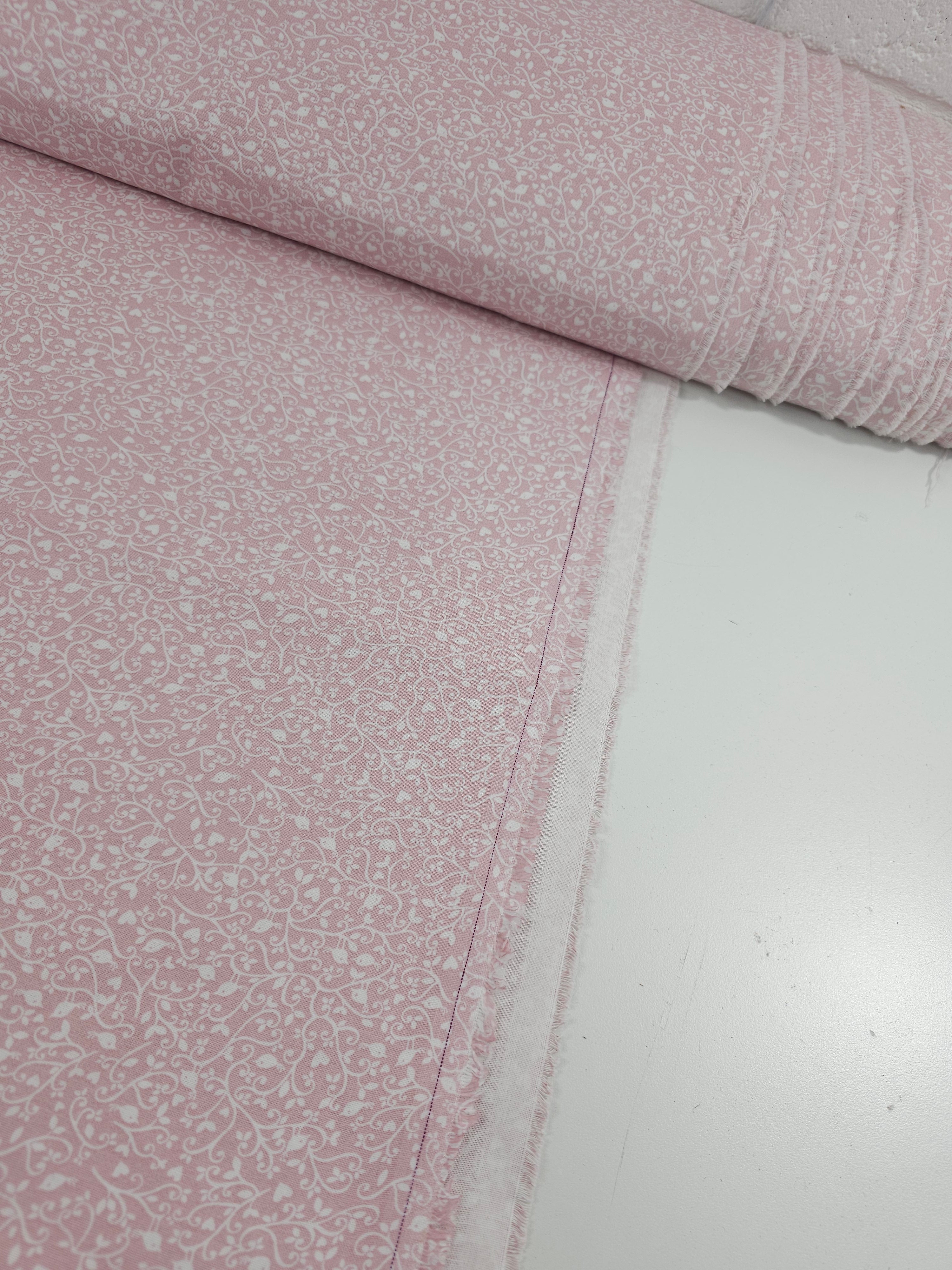 Pale Pink Birdie Floral Twine 100% Cotton