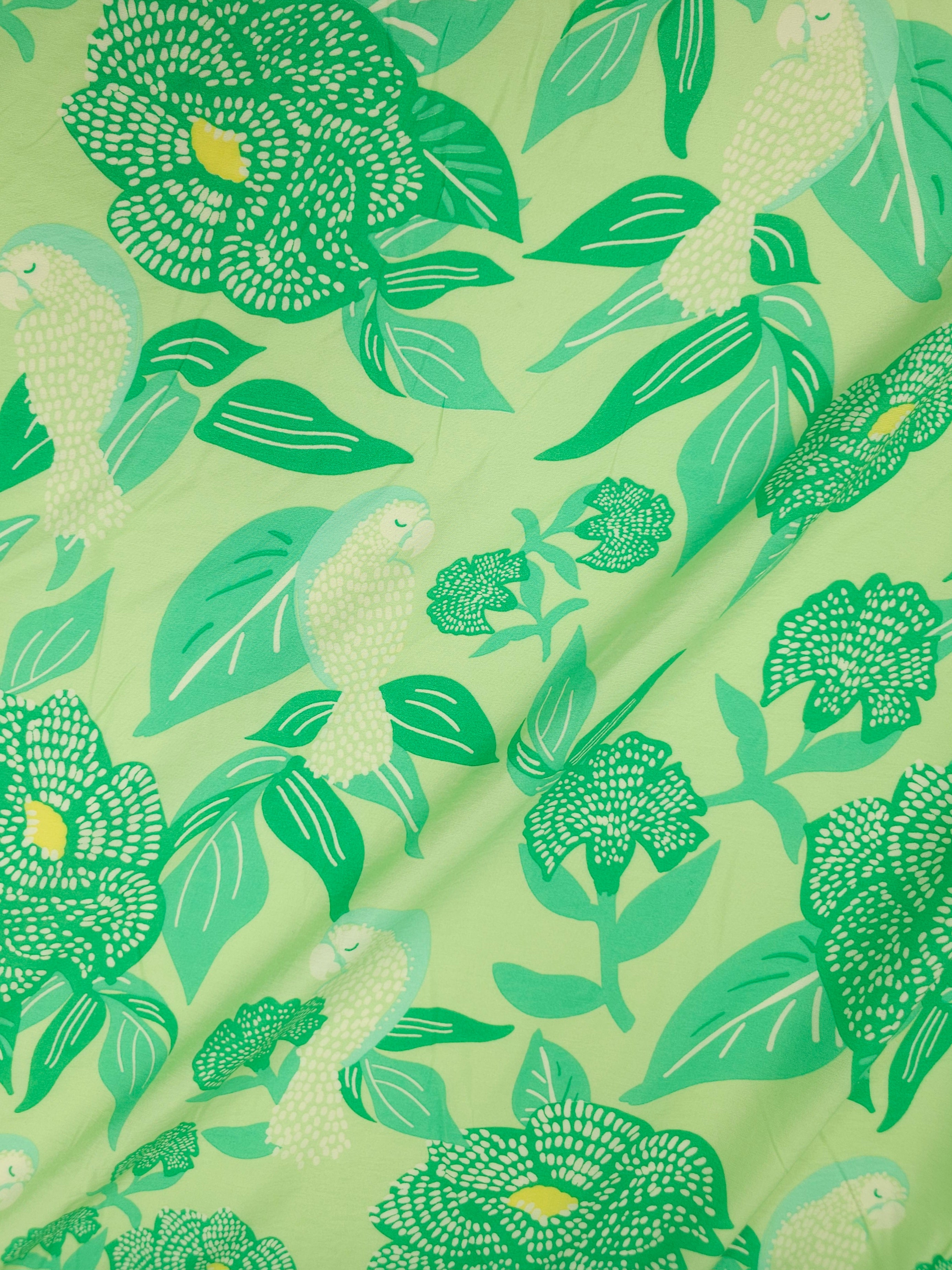 Lime/Green Parrot Floral Modal Viscose