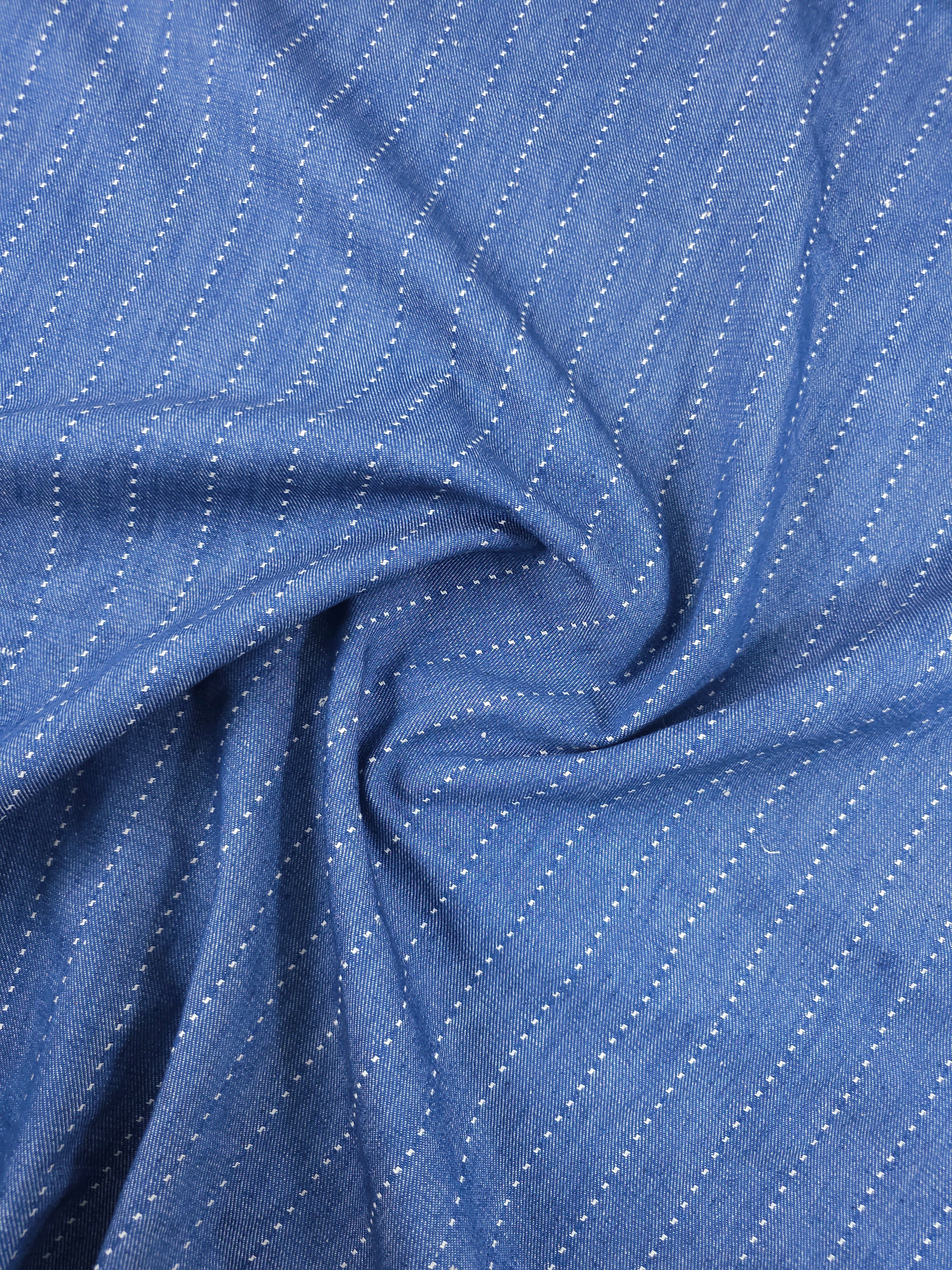 Washed Blue Dotty Track Stripe Denim
