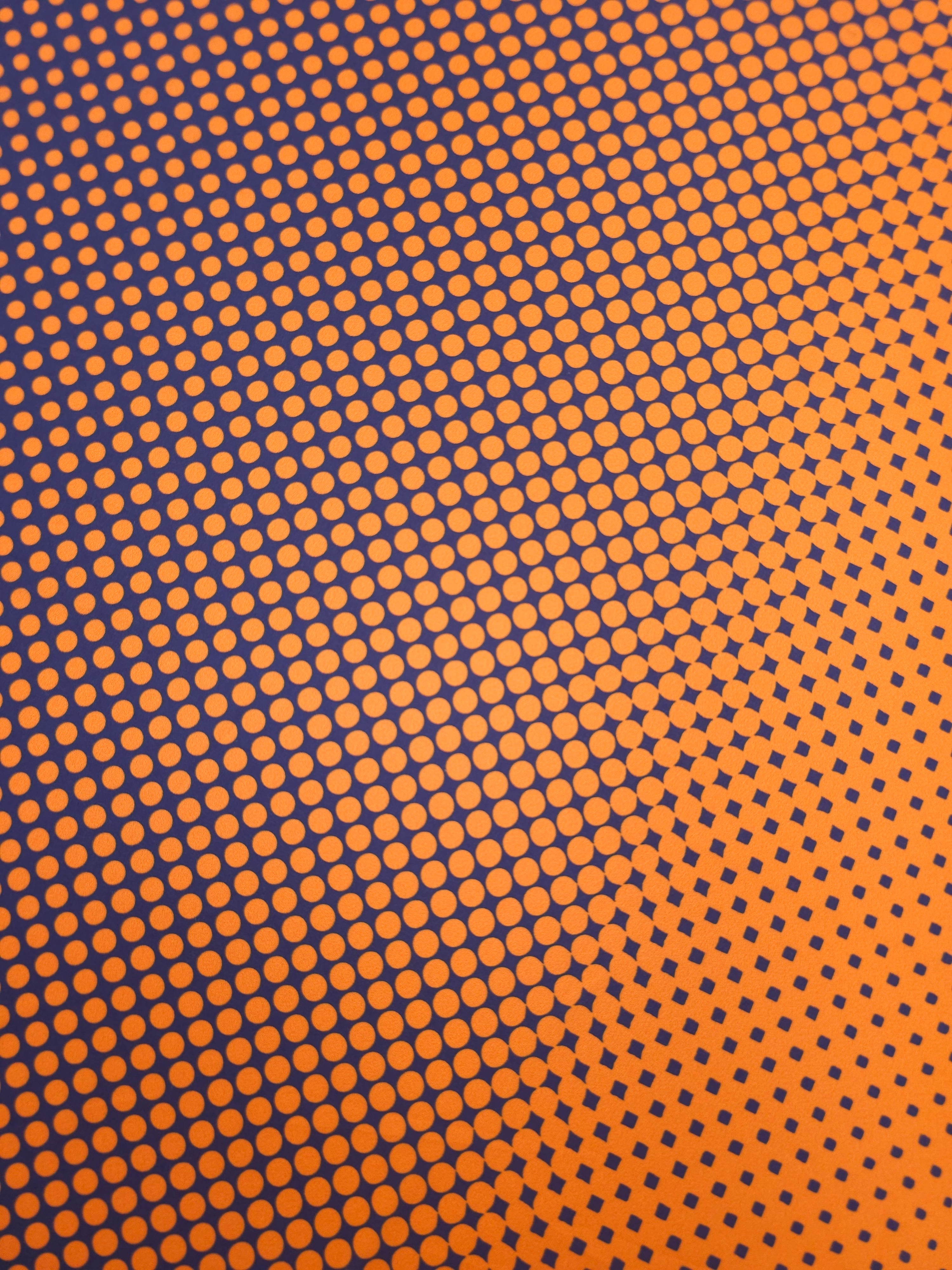 Navy/Orange Dotty Trance Poly Crepe