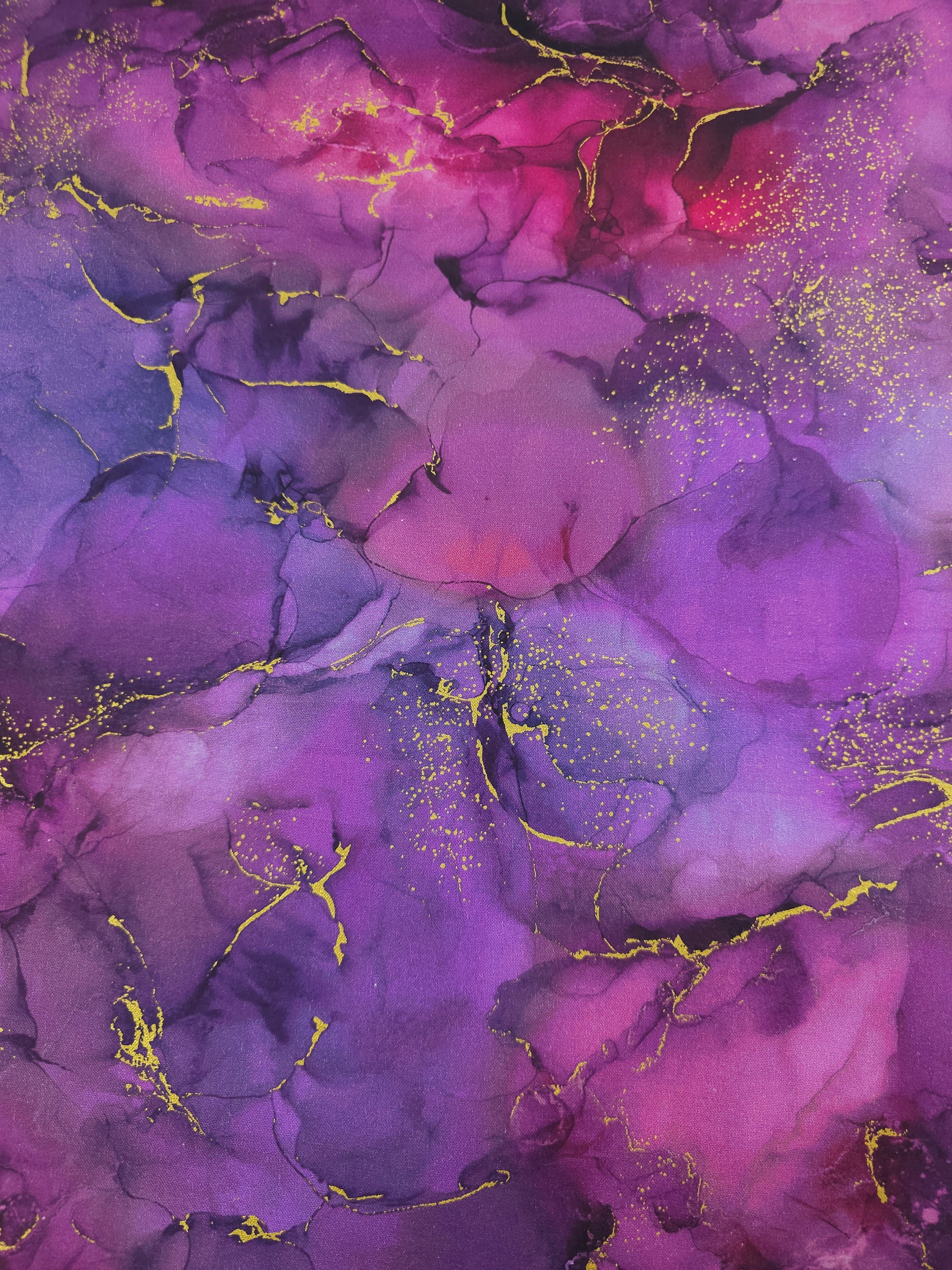 Purple/Magenta Gold Marble 100% Cotton