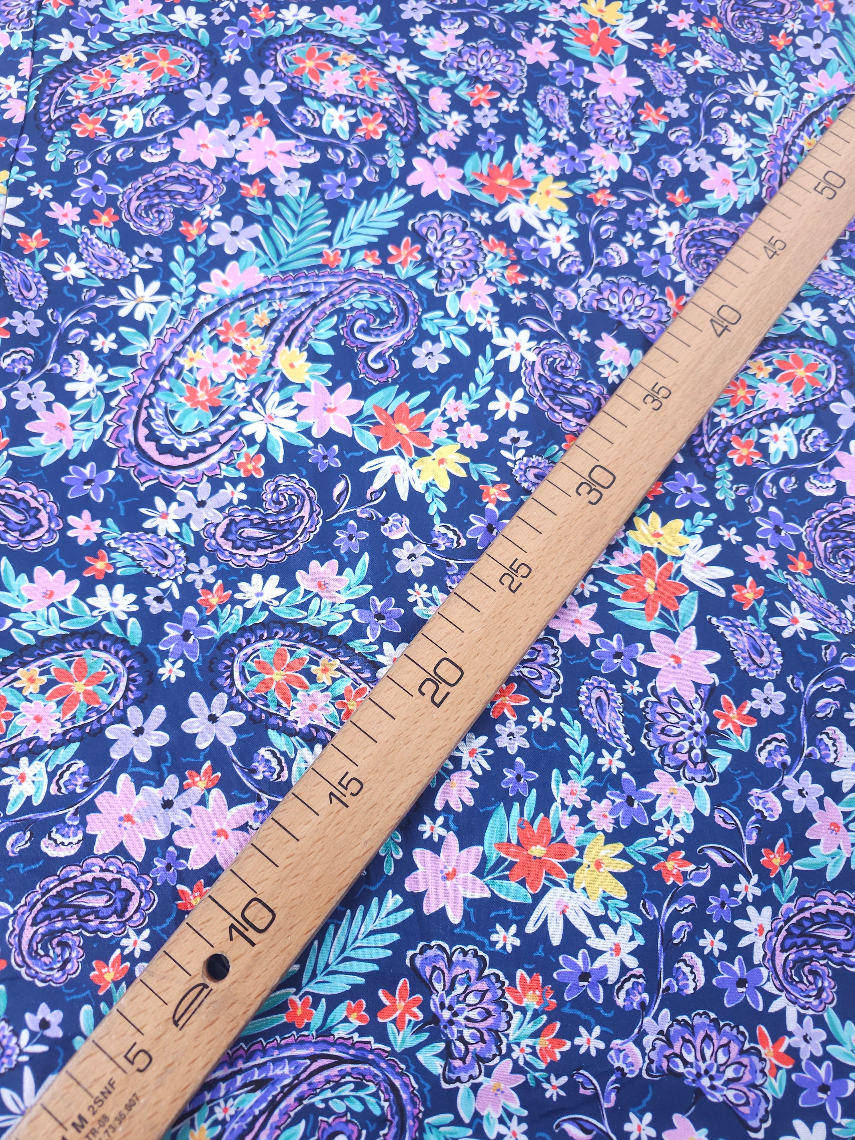 Purple Floral Paisley Meadow 100% Cotton