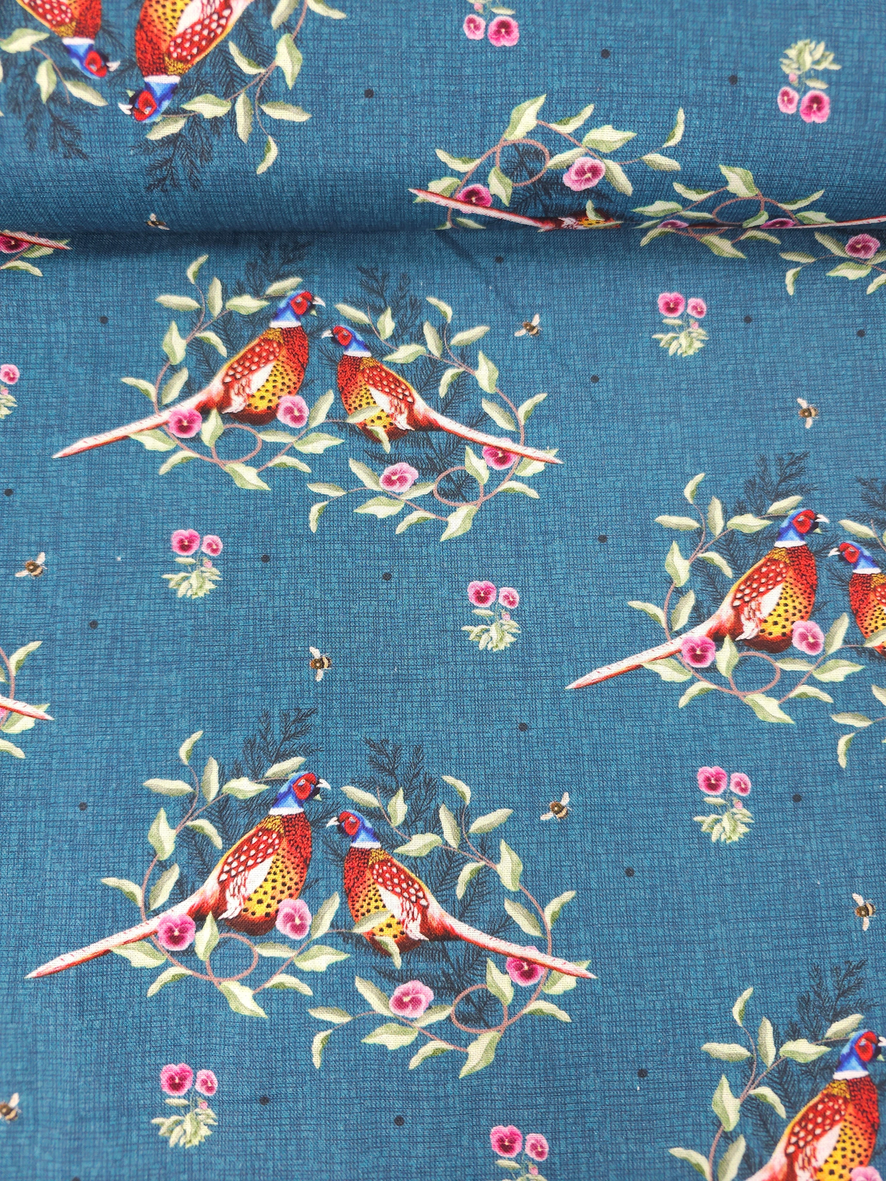 Blue Partridge Bird 100% Cotton