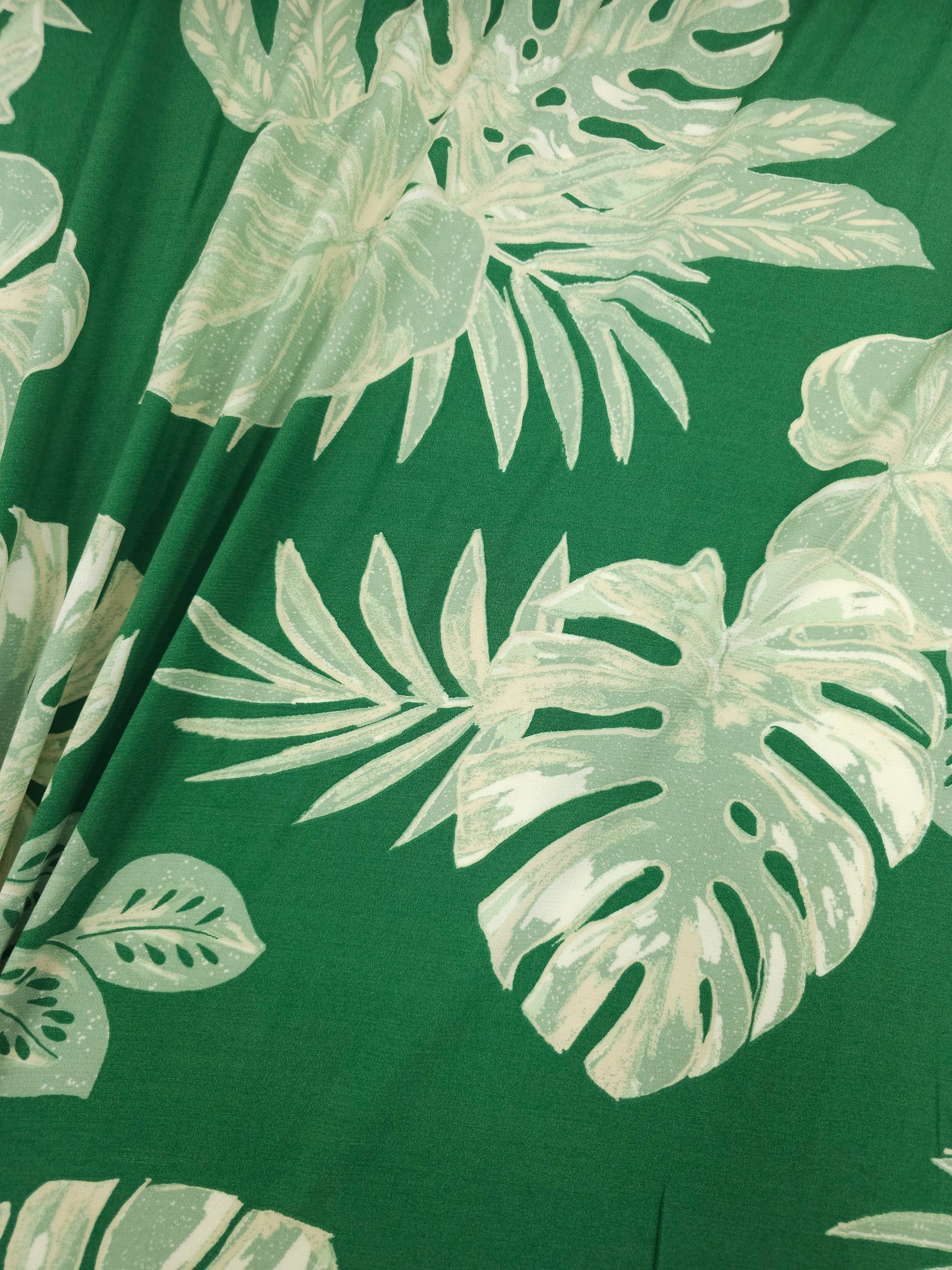 Green Palm Leaf Viscose Crepe *DEFECT*