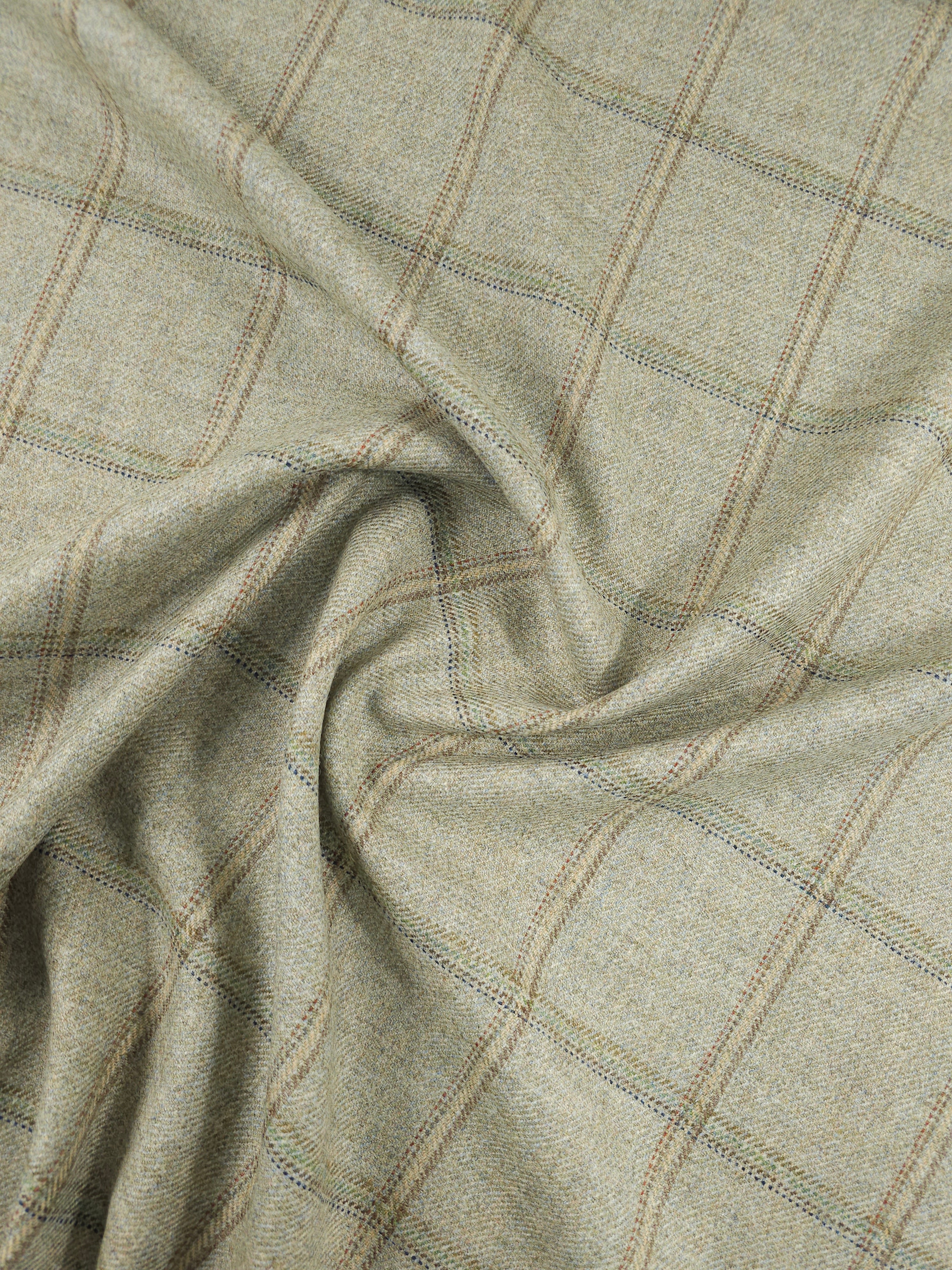 Greige Square Check Soft 100% Wool *ABRAHAM MOON*