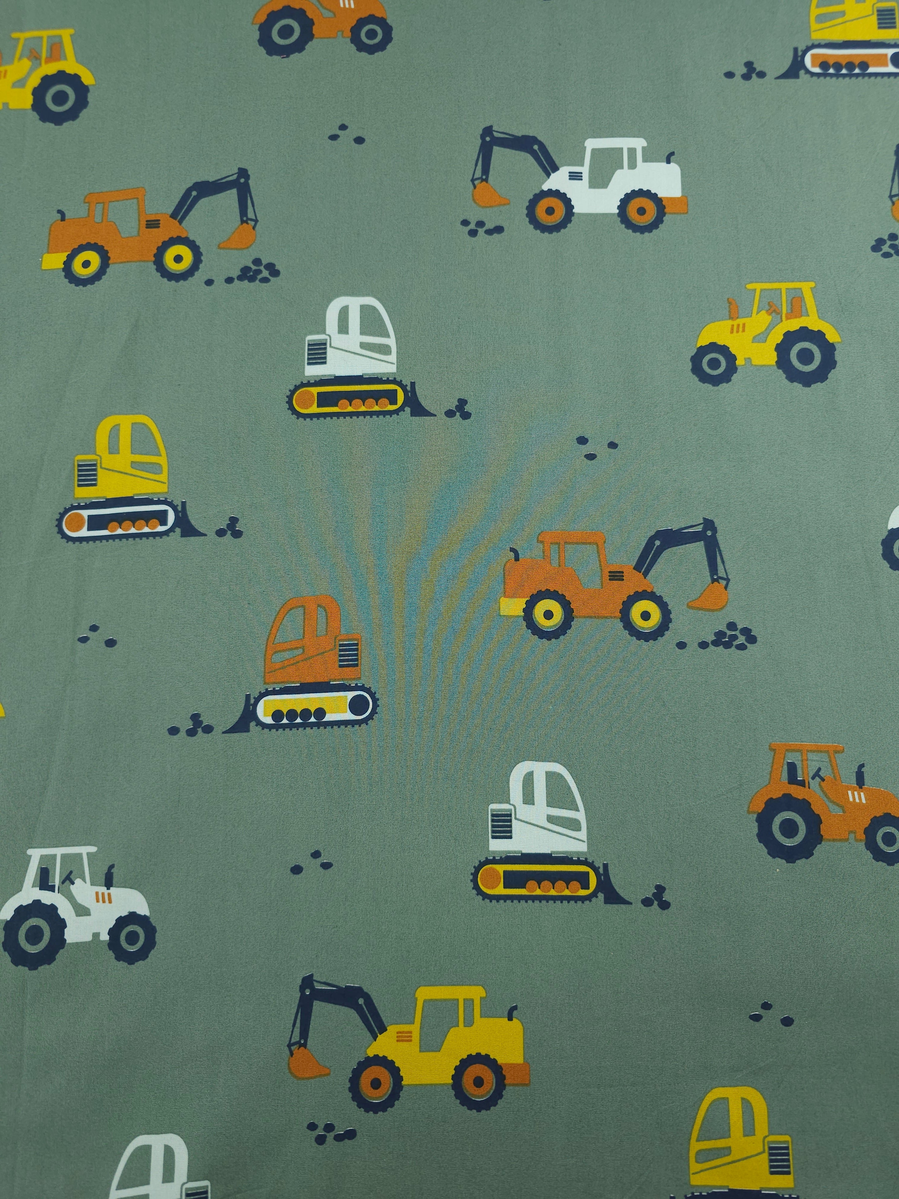Construction Vehicles 100% Cotton 55"