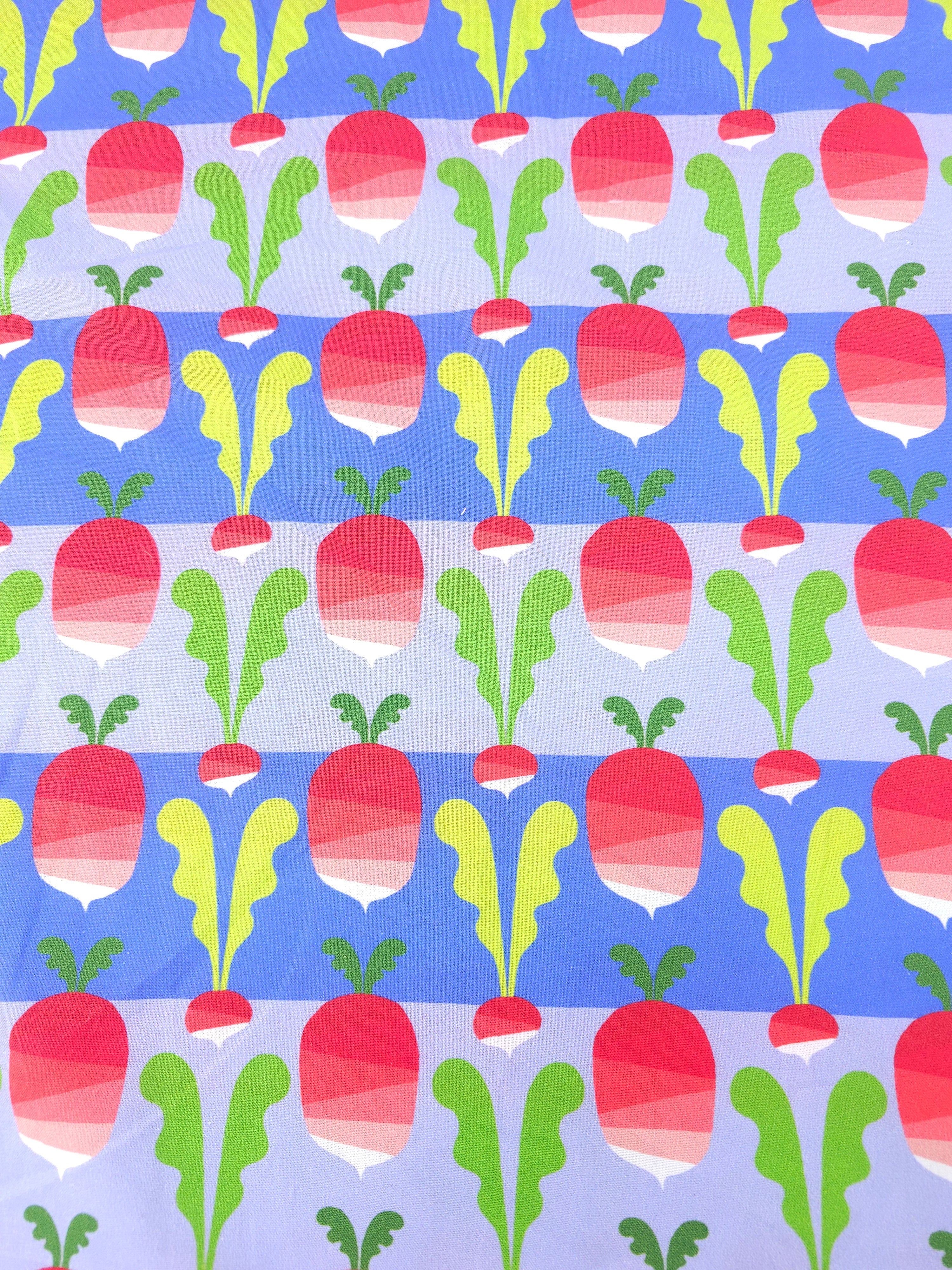 Red/Blue Novelty Radish 100% Cotton - Free Spirit