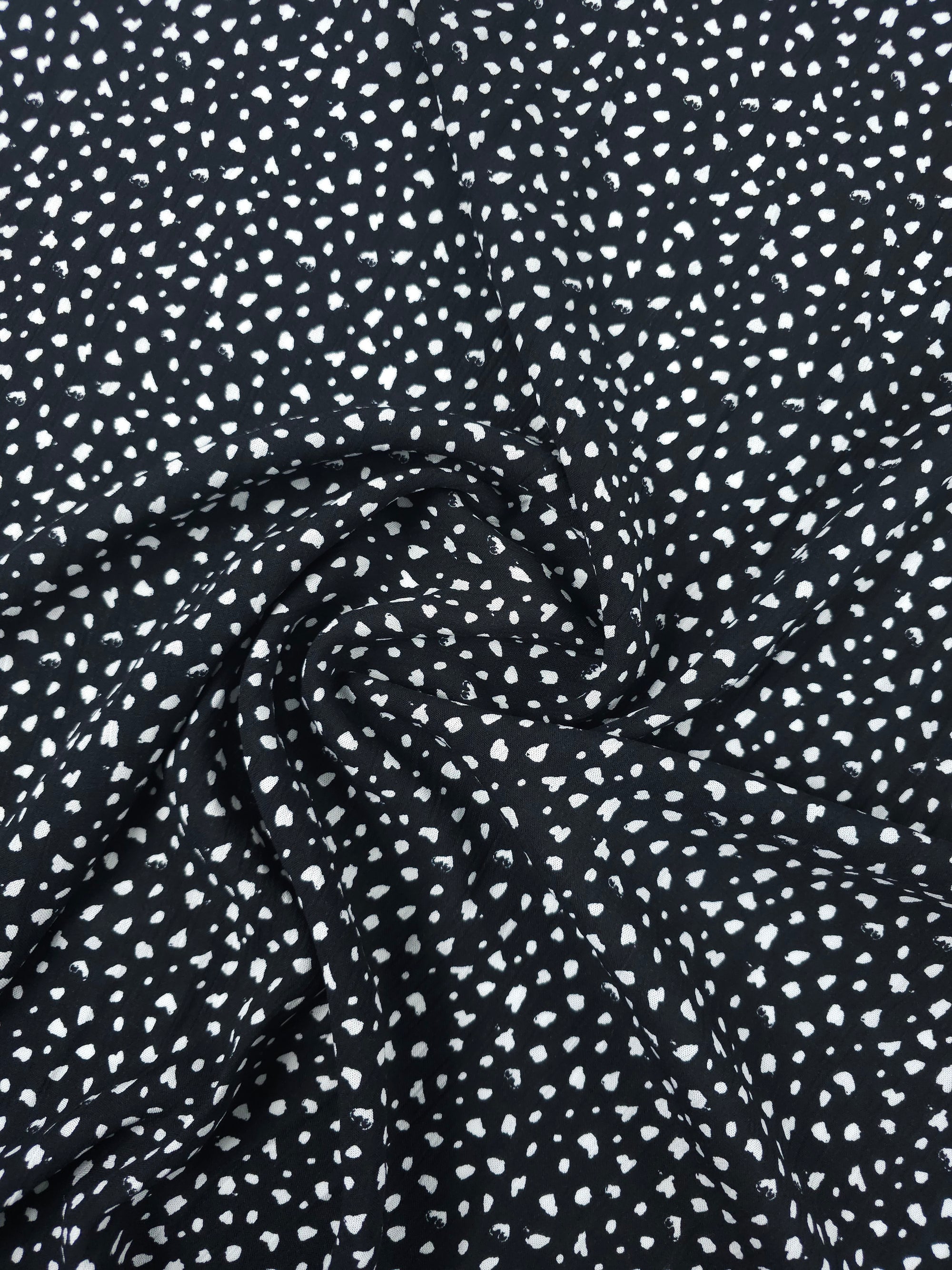 Black/White Irregular Speckle Dot Crinkle Viscose