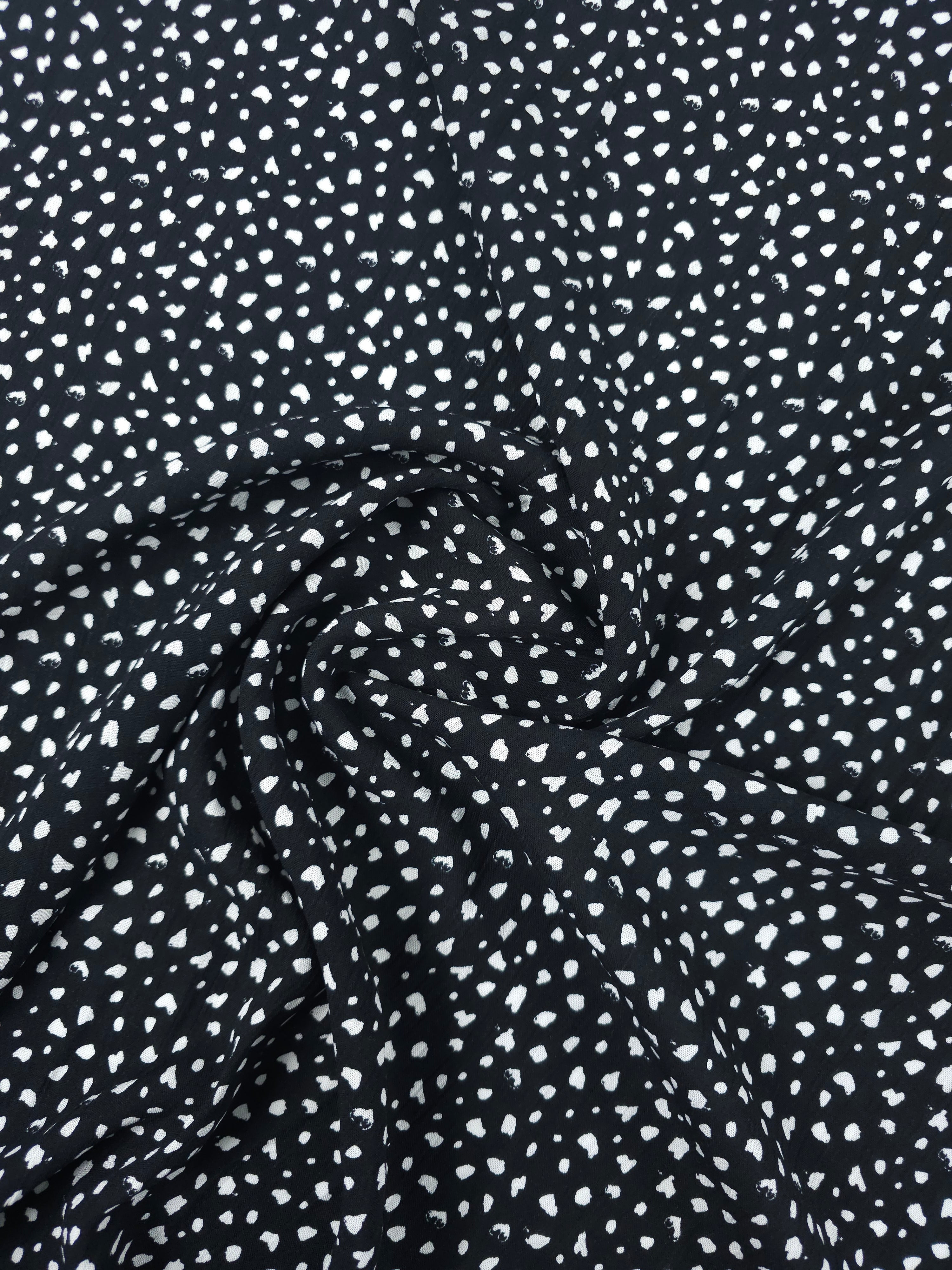 Black/White Irregular Speckle Dot Crinkle Viscose