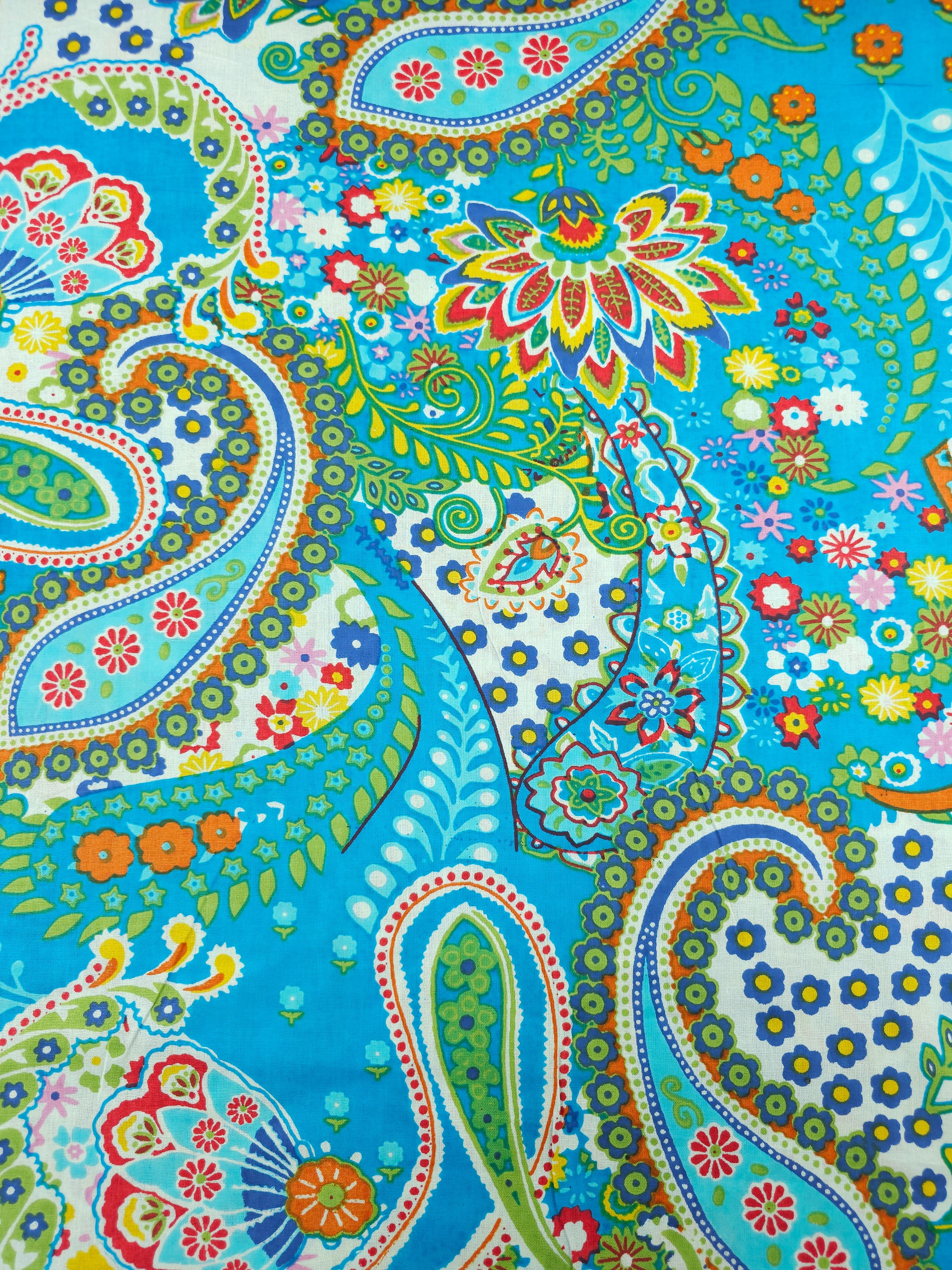 Blue Paisley Fiesta Cambric Cotton