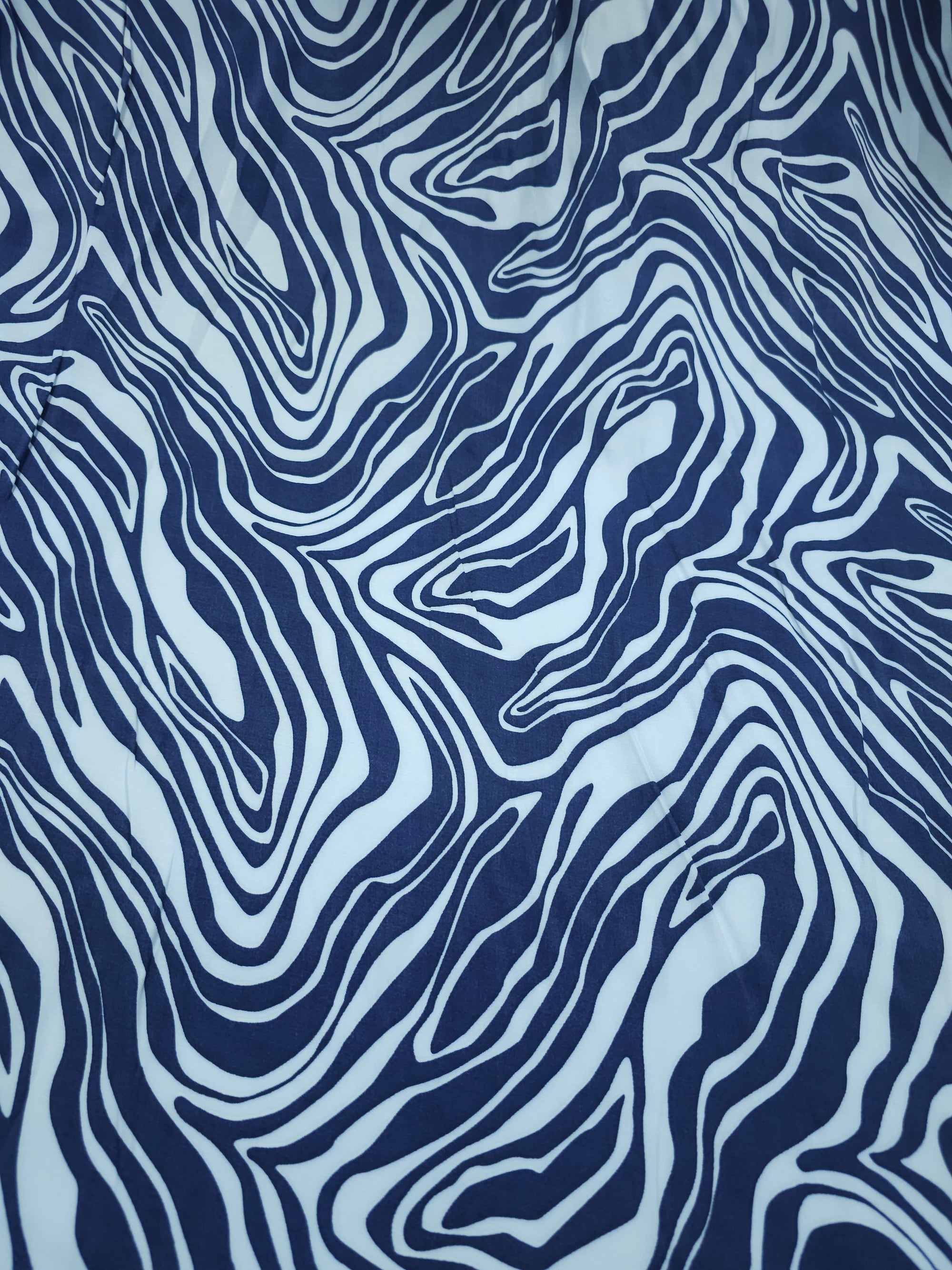 Blue Two-Tone Abstract Swirl Viscose Satin
