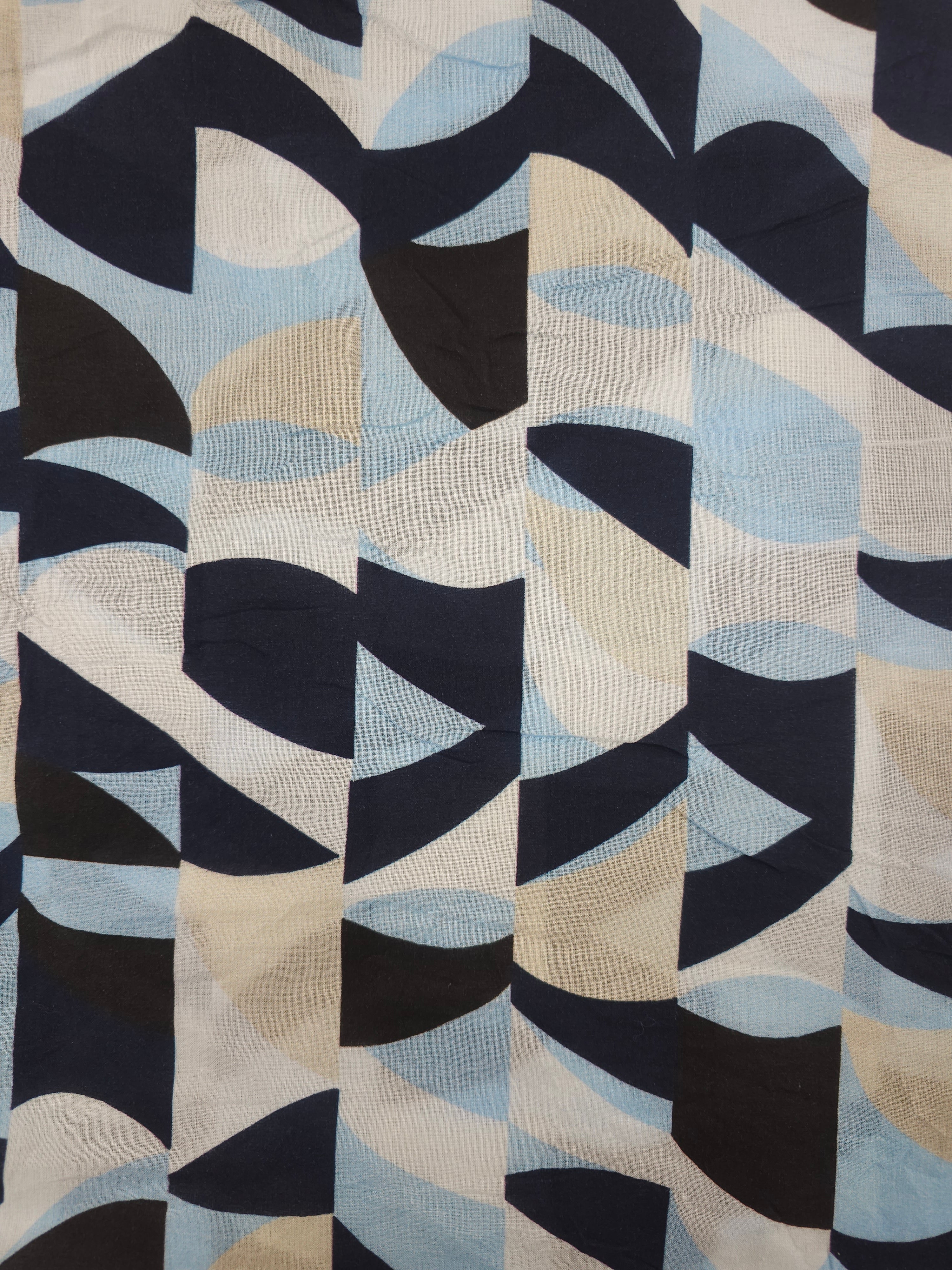 Blue creams abstract Viscose- 2m piece