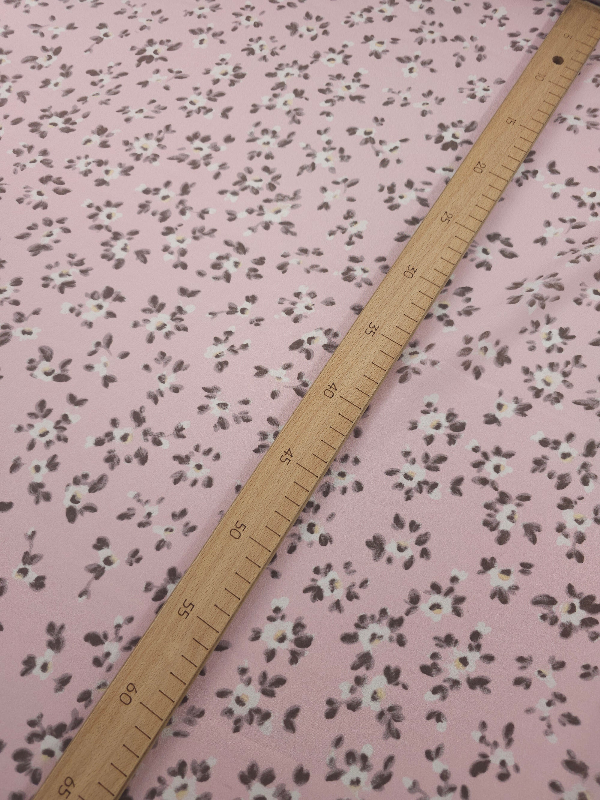 Blush Pink Vintage Floral Poly Crepe