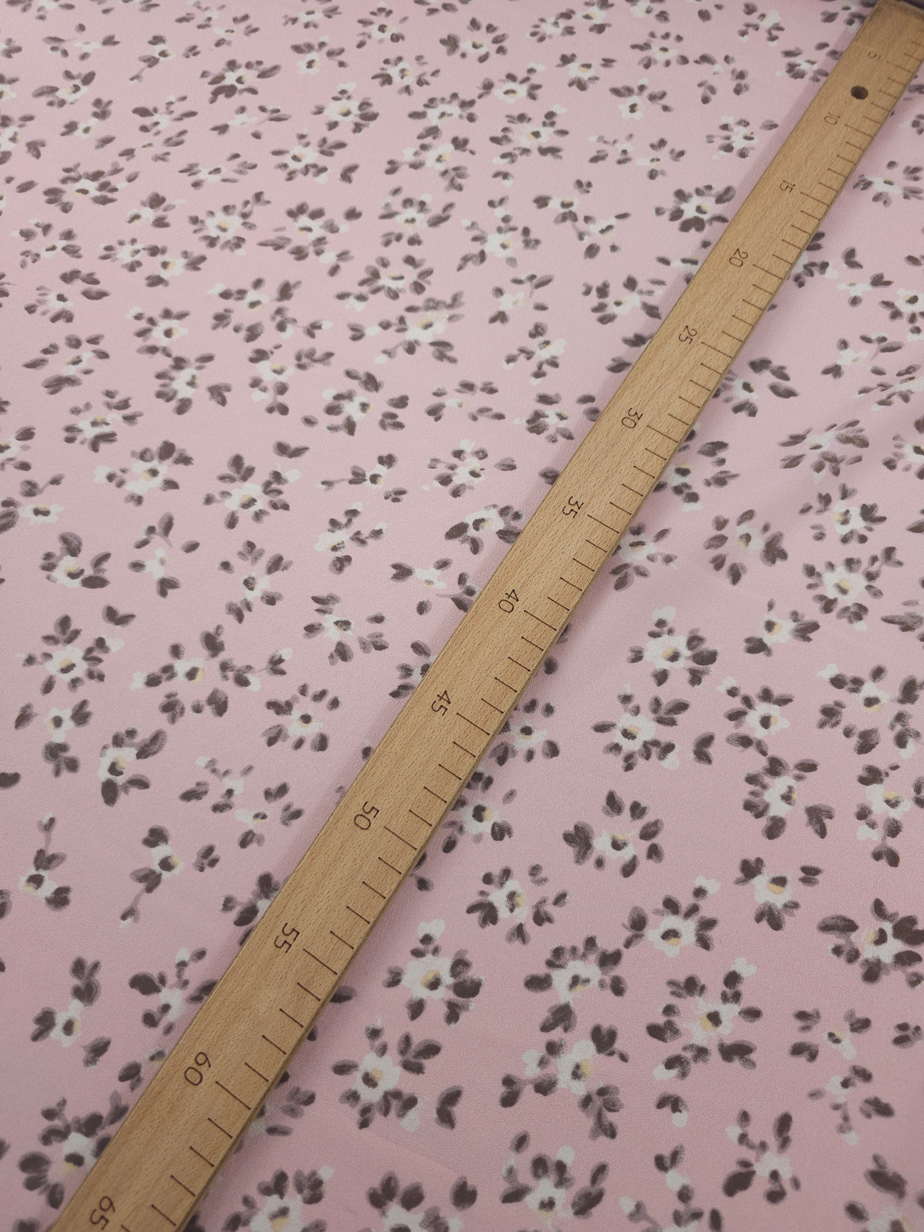 Blush Pink Vintage Floral Poly Crepe