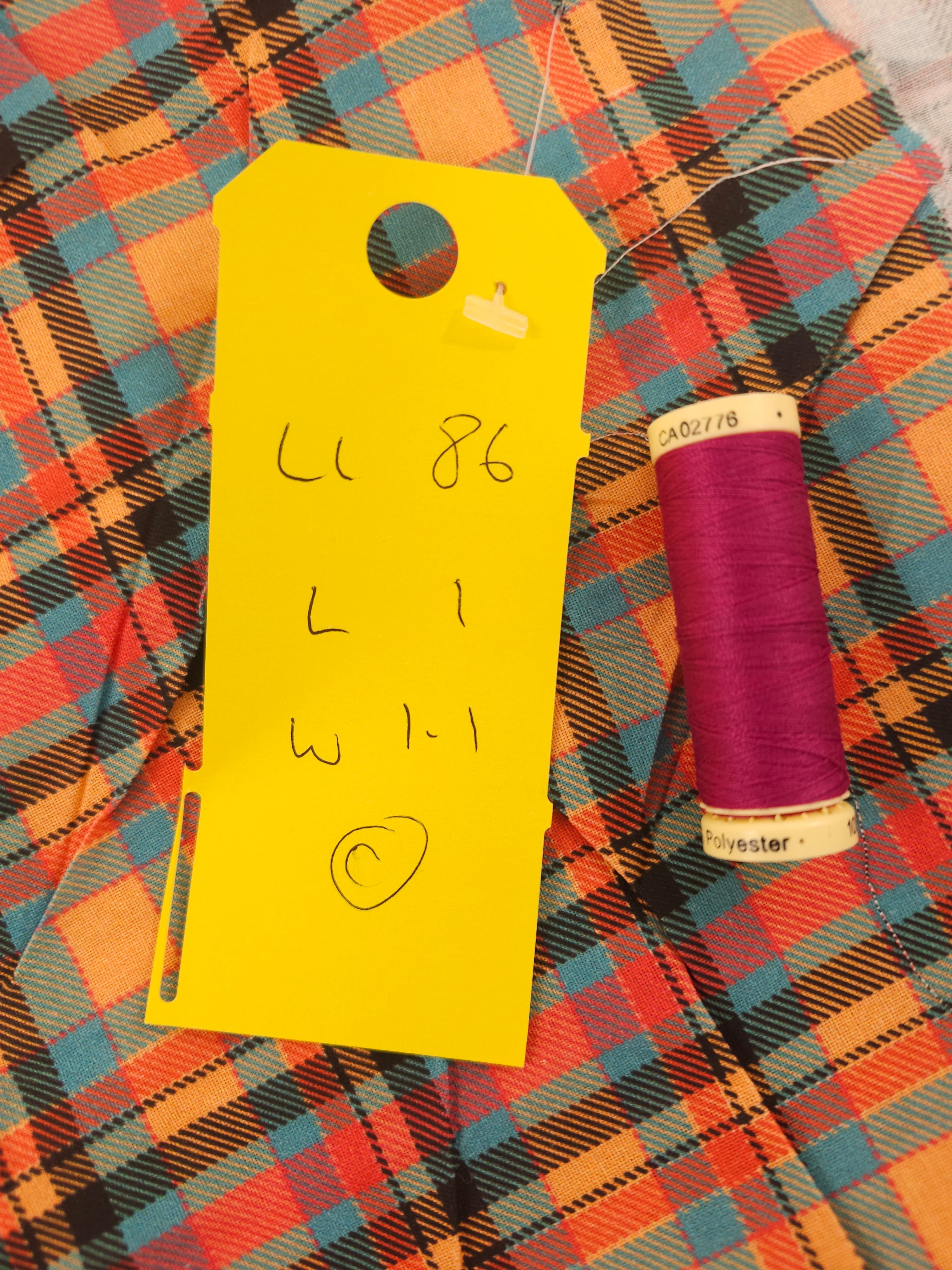 Orange plaid Cotton- 1m piece