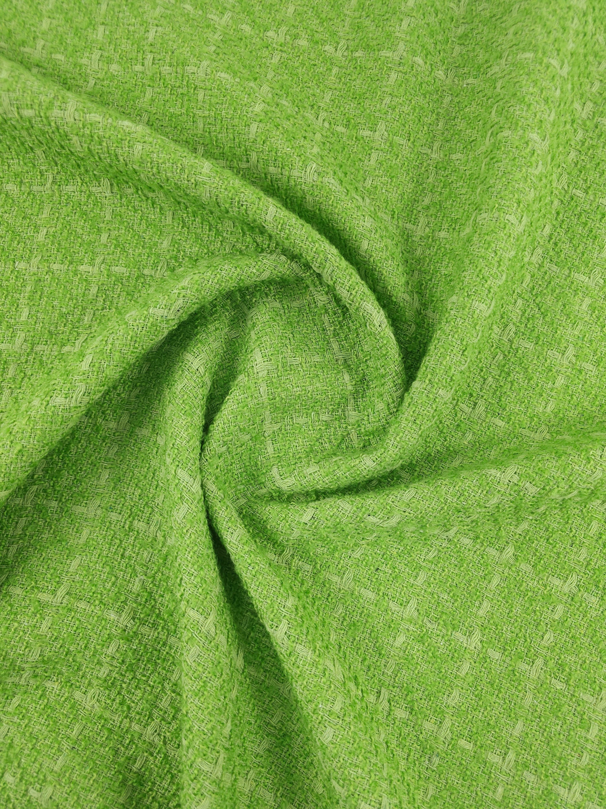 Lime Green Square Check Boucle