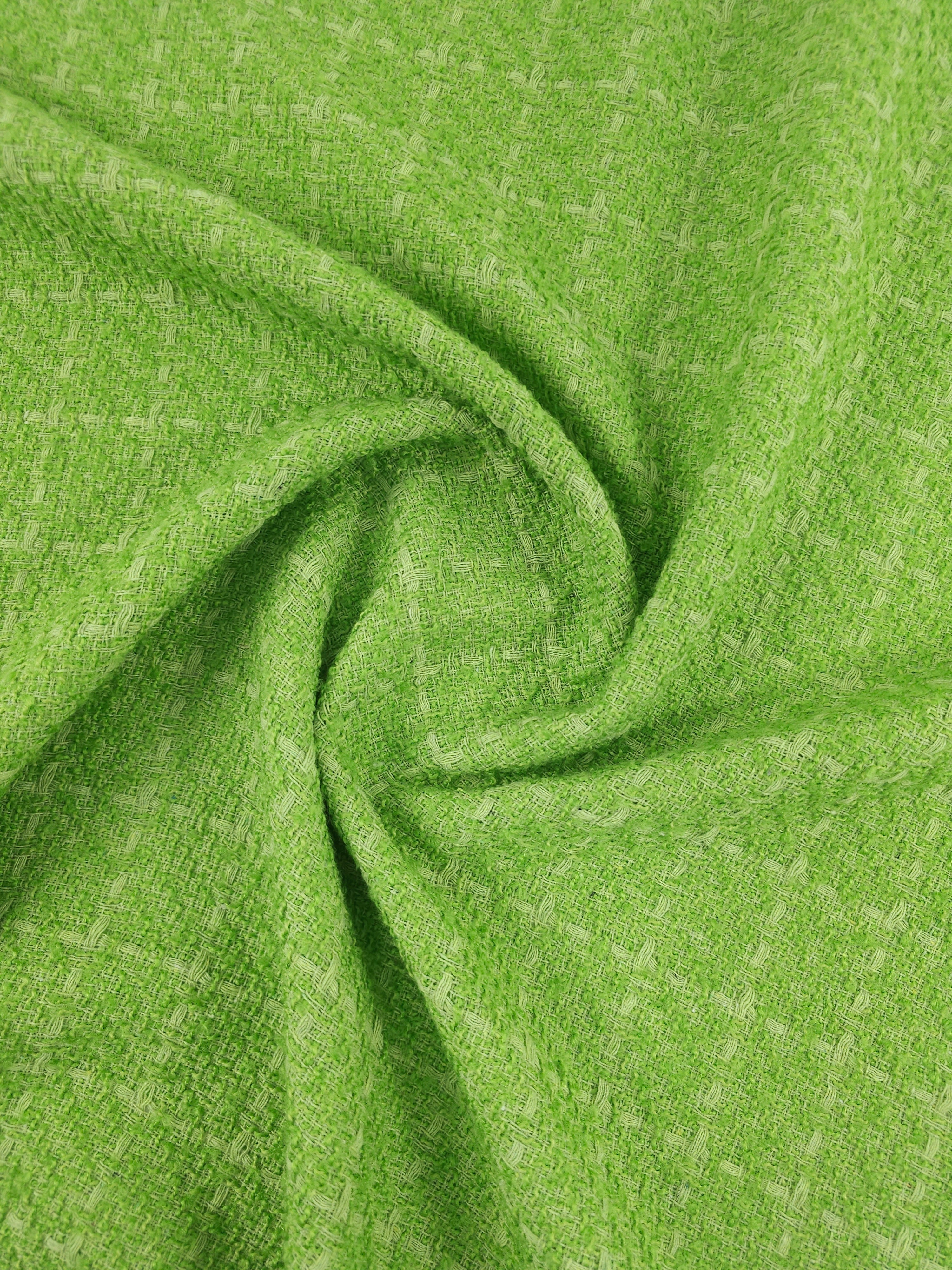 Lime Green Square Check Boucle