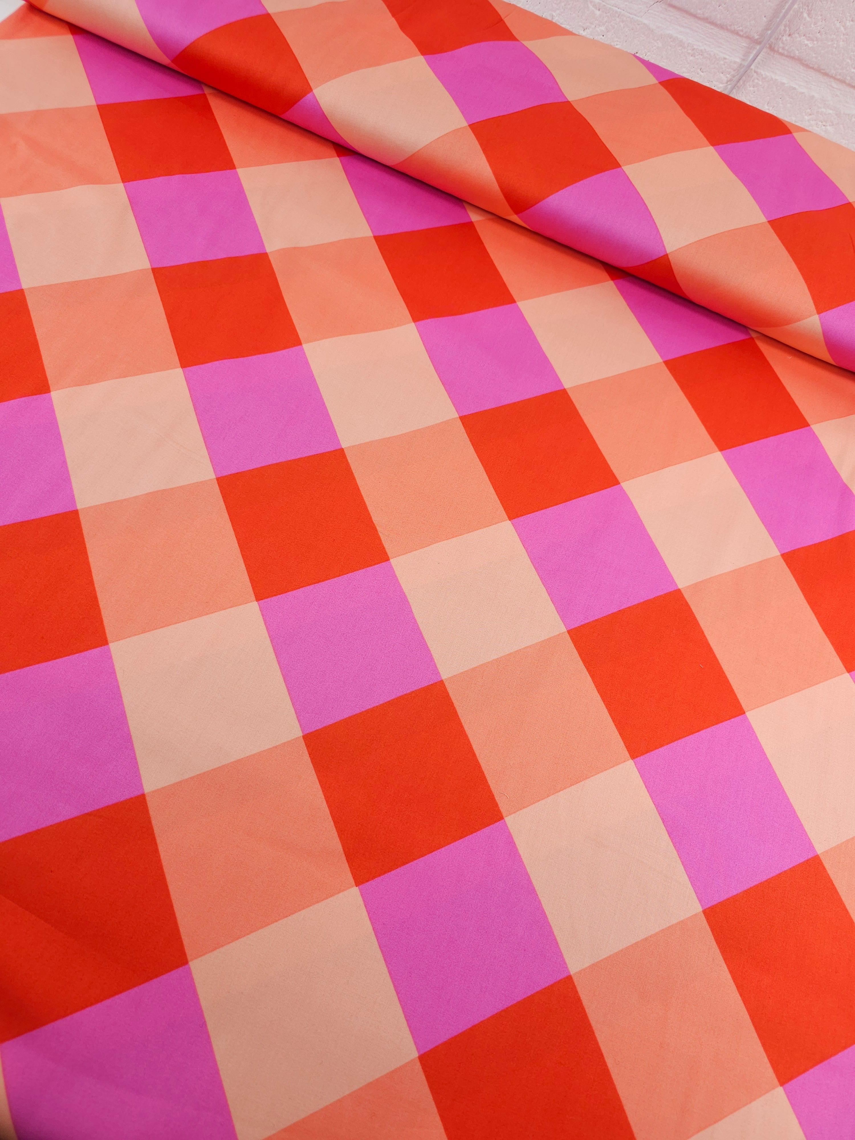Orange/Pink Diamond Cotton Sateen 60" - Nerida Hansen