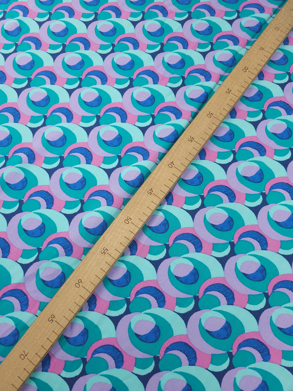 Teal/Purple Quirky Circle Link Viscose Challis